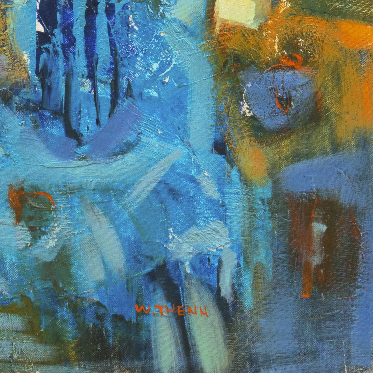 'Young Cellist', Large Post Impressionist Figural Oil of a Woman with a Cello - Painting by R. Twenn