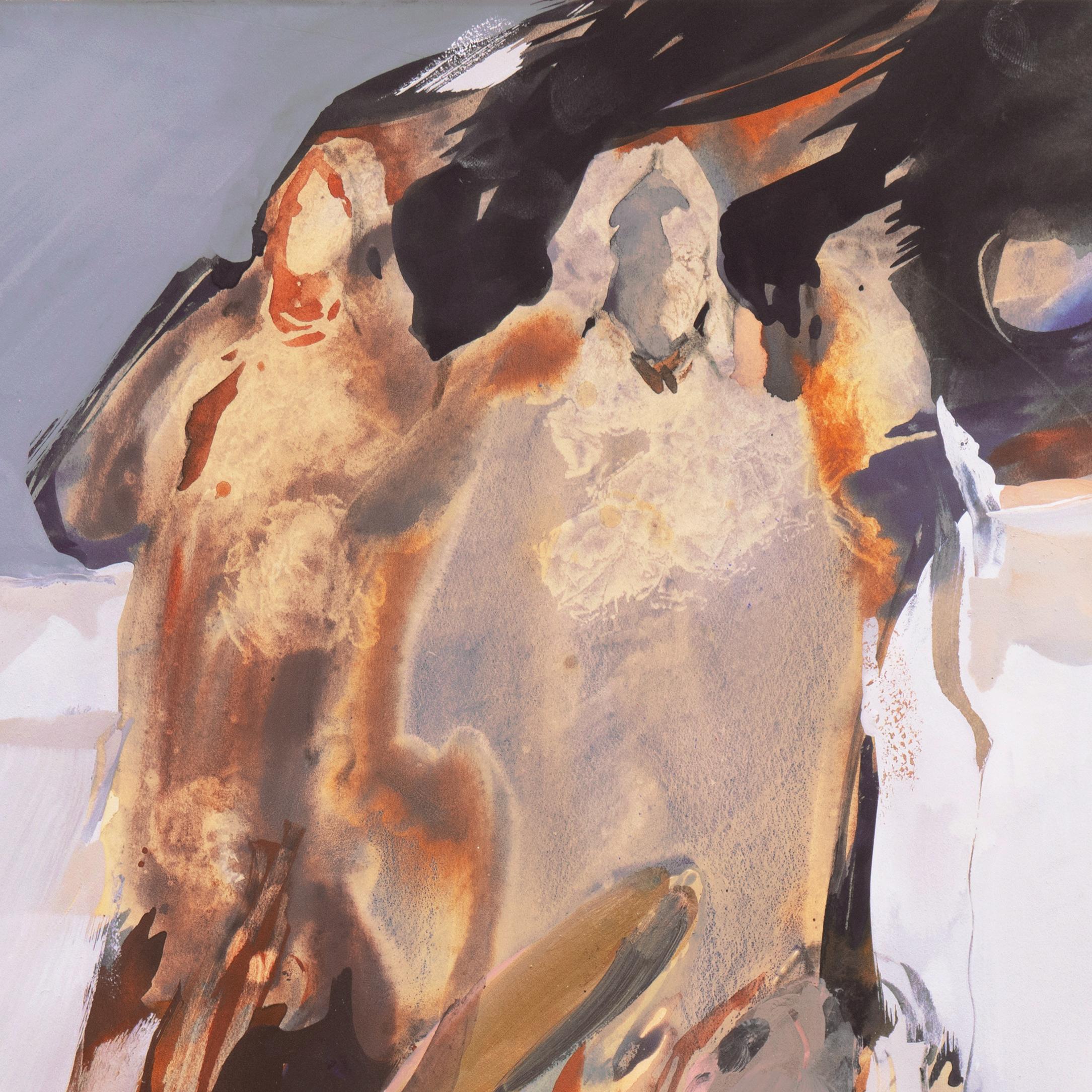 'Horizon Rise', Abstracción figurativa americana, Nativo Americano - Figurative Art Gris de Veloy Joseph Vigil