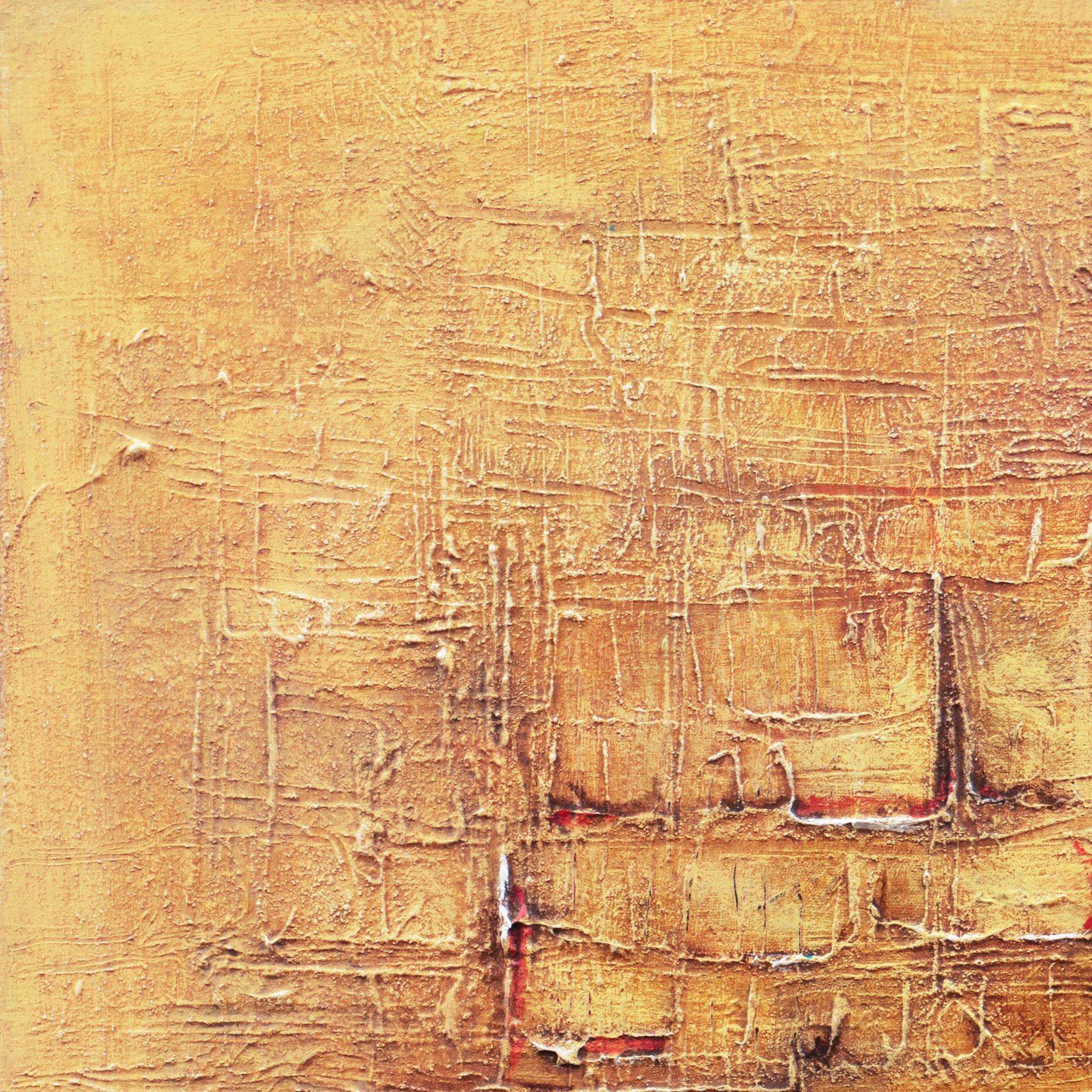 'Composition in Ochre and Saffron',  San Francisco Bay Area Abstraction - Orange Abstract Painting by V. Tharos