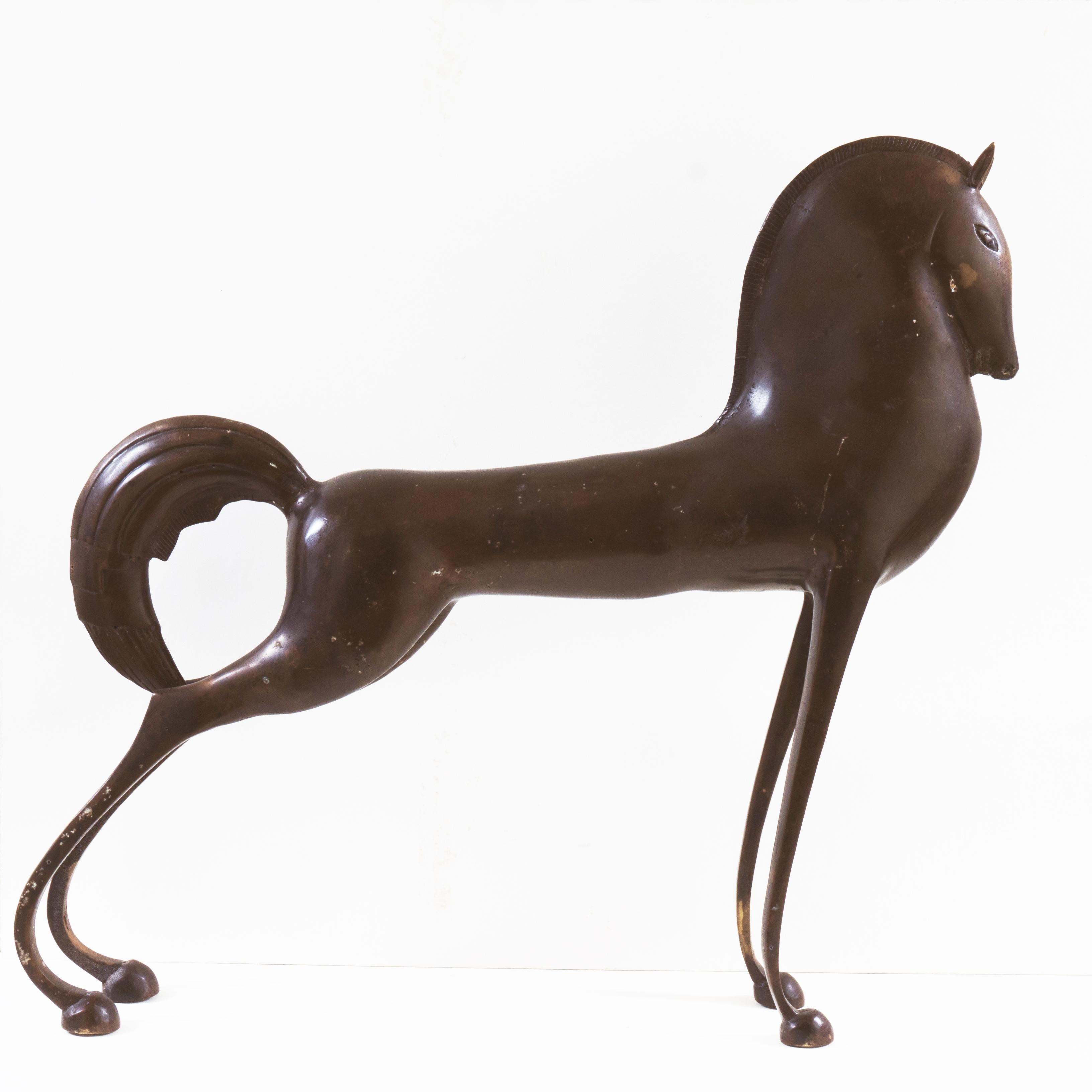 Cheval debout de style étrusque en bronze   (Équestre, milieu du siècle, antique) 2