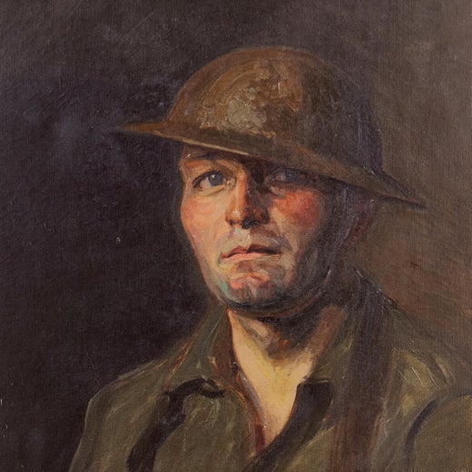 Unknown - ''Tommy, English Soldier of the Great War'', Large oil, World War  II Infantryman at 1stDibs