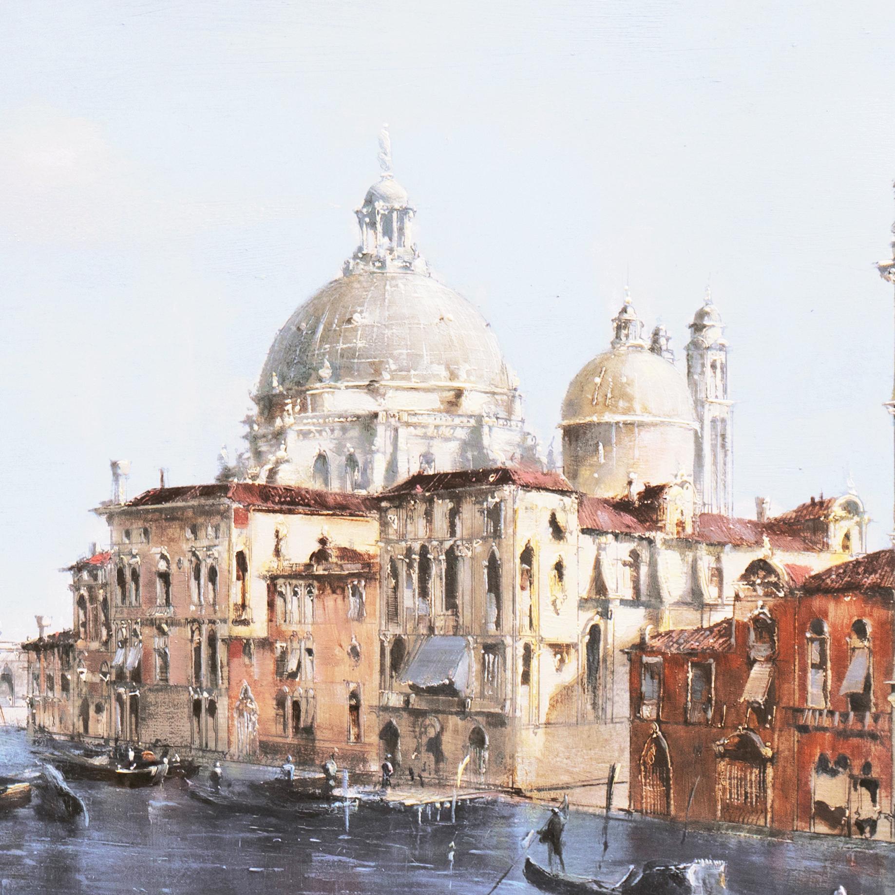 Venedig, Santa Maria della Salute vom Cannaregio-Kanal'', großes venezianisches Ölgemälde im Angebot 1