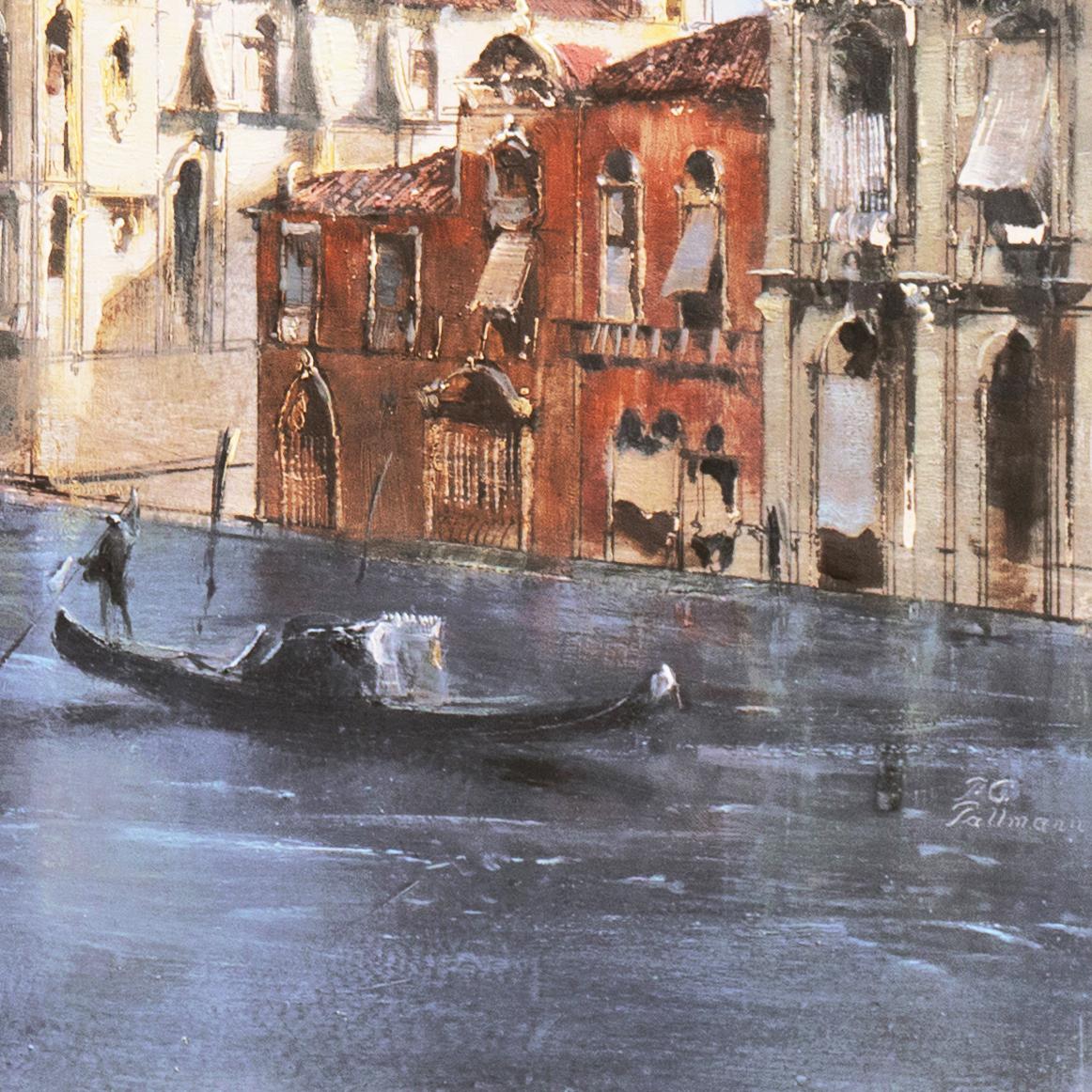Venedig, Santa Maria della Salute vom Cannaregio-Kanal'', großes venezianisches Ölgemälde (Braun), Landscape Painting, von Peter Gotz Pallmann