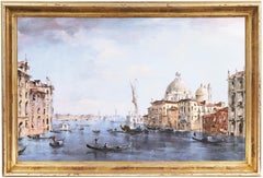 Vintage 'Venice, Santa Maria della Salute from the Cannaregio Canal', Large Venetian Oil