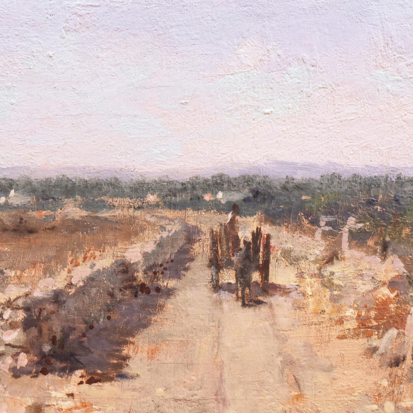 'Landscape outside Bari', Apulian oil, Italian Impressionist, Machiaioli - Beige Landscape Painting by Franco Colella