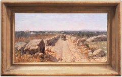 'Landscape outside Bari', Apulian oil, Italian Impressionist, Machiaioli