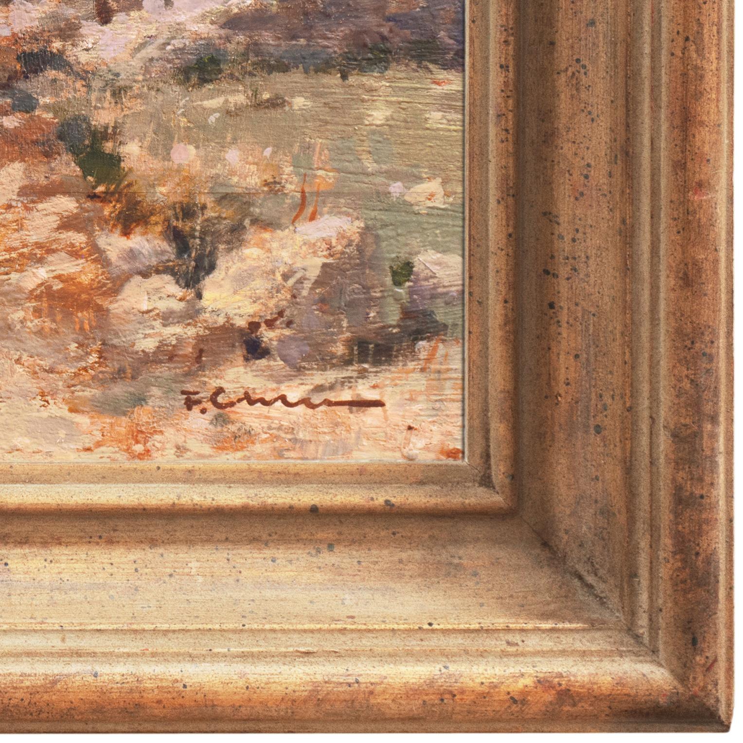 « Paysage à l'extérieur de Bari », huile apulienne, impressionniste italienne, Machiaioli - Impressionnisme Painting par Franco Colella