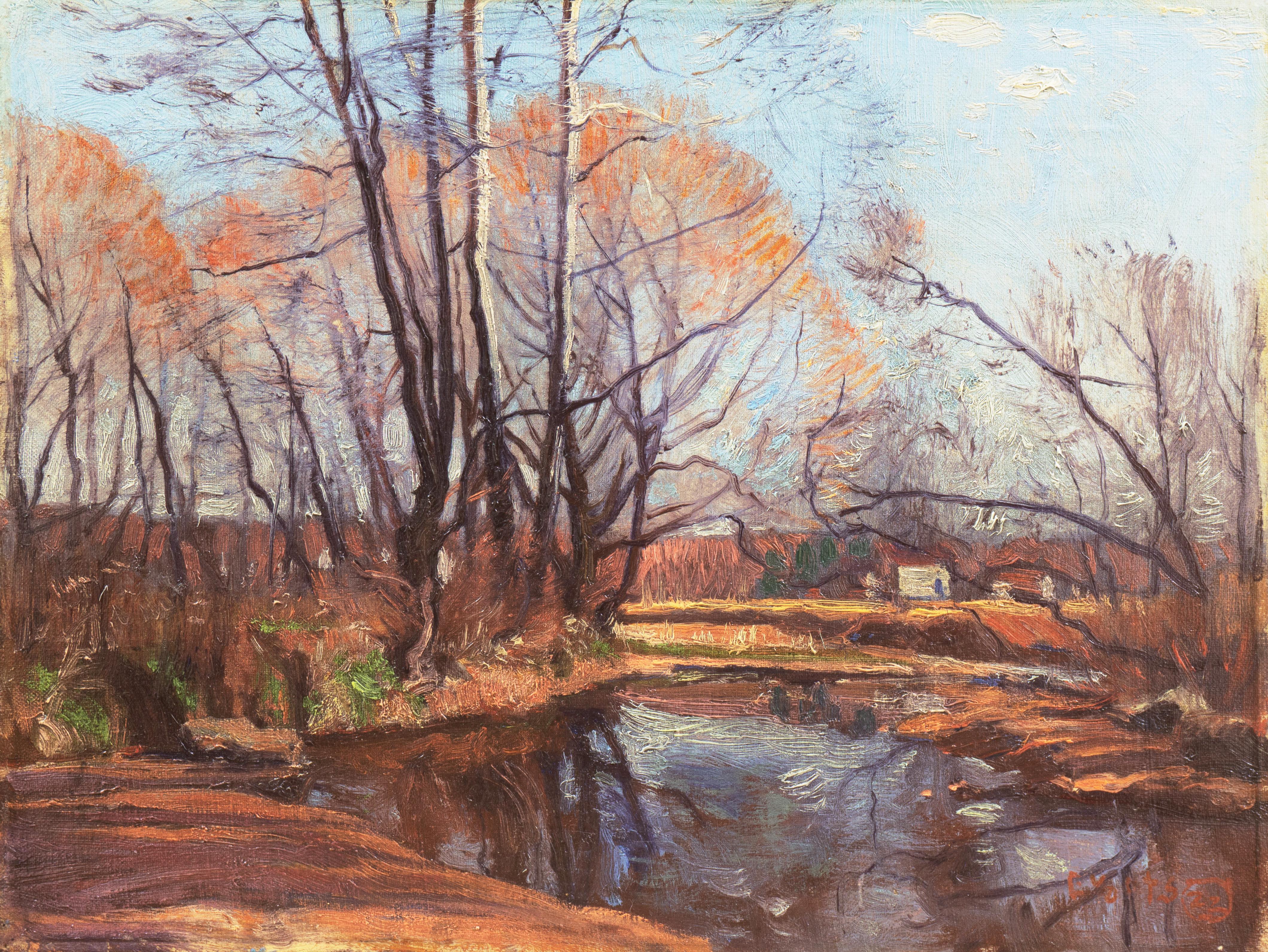 Leon Evarts Landscape Painting - 'Rochester, Michigan', American Impressionist oil, Art Institute of Chicago