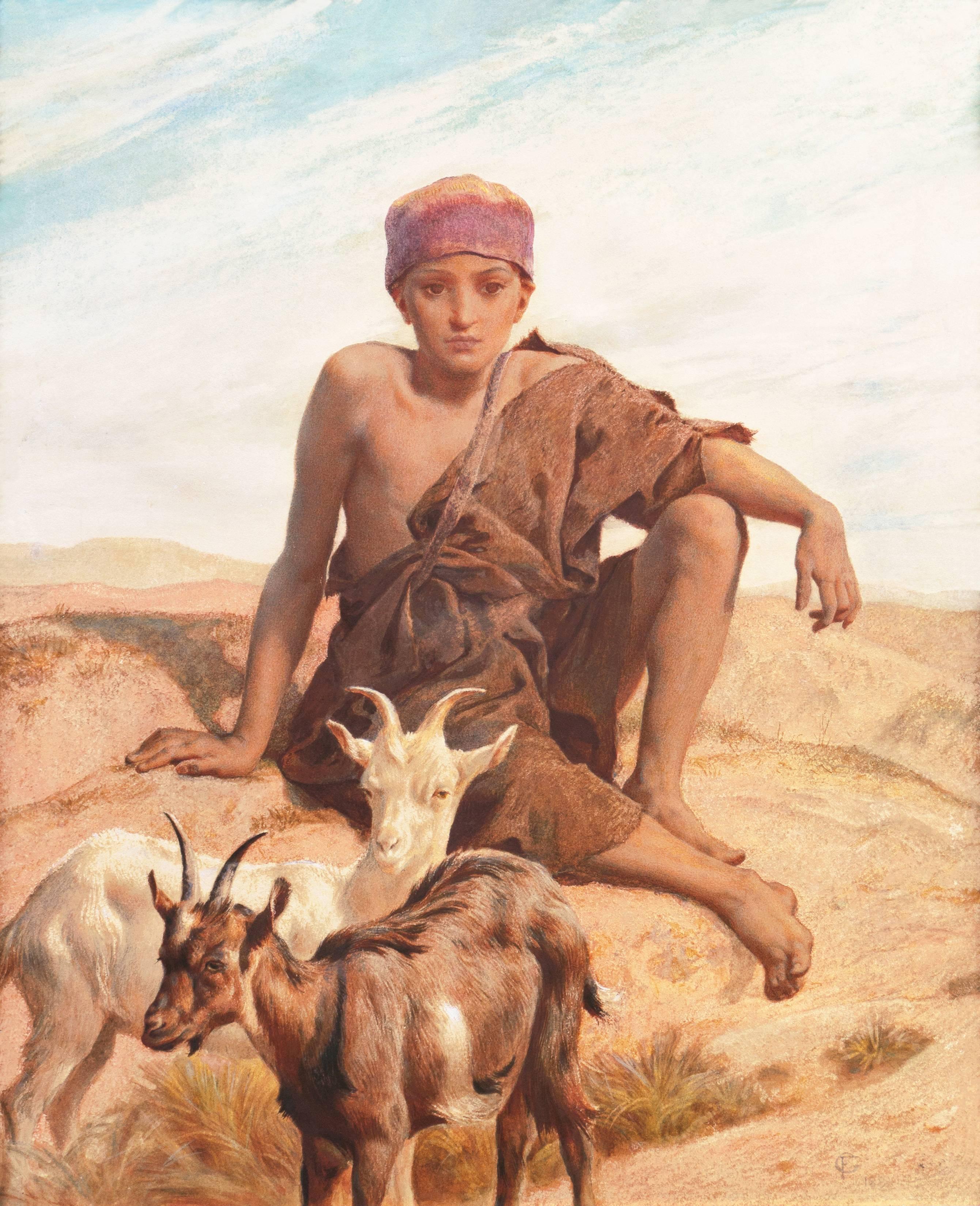 Frederick Goodall R.A. Figurative Art – „A Young Goatherd“, Orientalismus, Ägypten, Algerien, Marokko, Königliche Akademie, Benezit