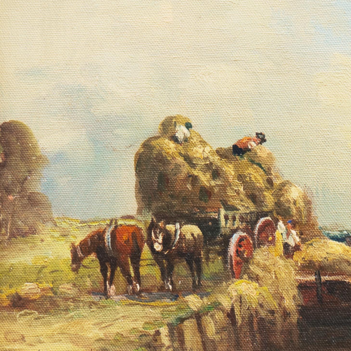 'Harvest Time', New Bedford, Massachusetts, Impressionist Figural Oil Landscape  - American Impressionist Painting by Nicolas Briganti