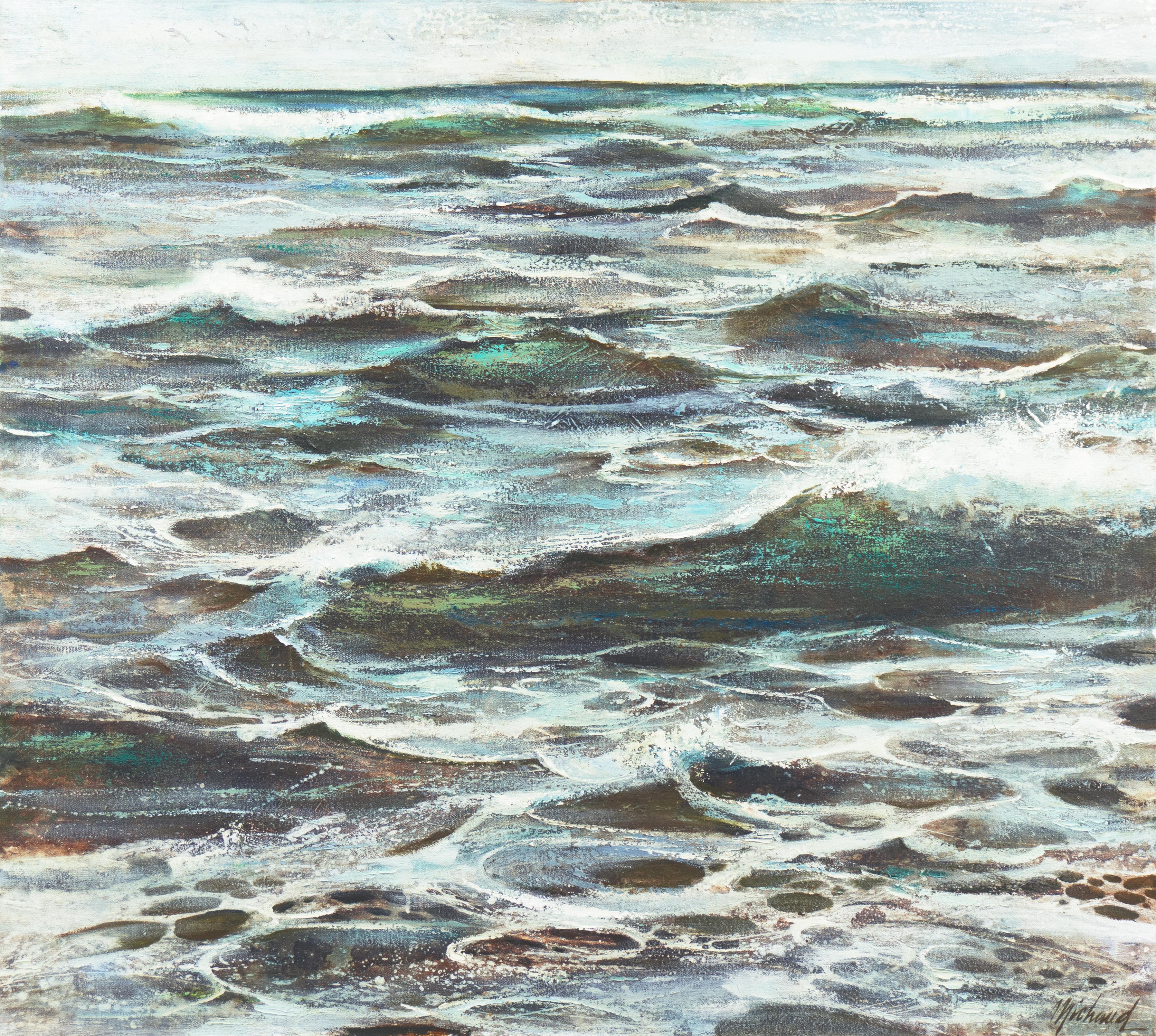 George Michaud Landscape Painting - 'Ocean Prelude', Large Impressionist oil seascape, Chouinard artist, Los Angeles