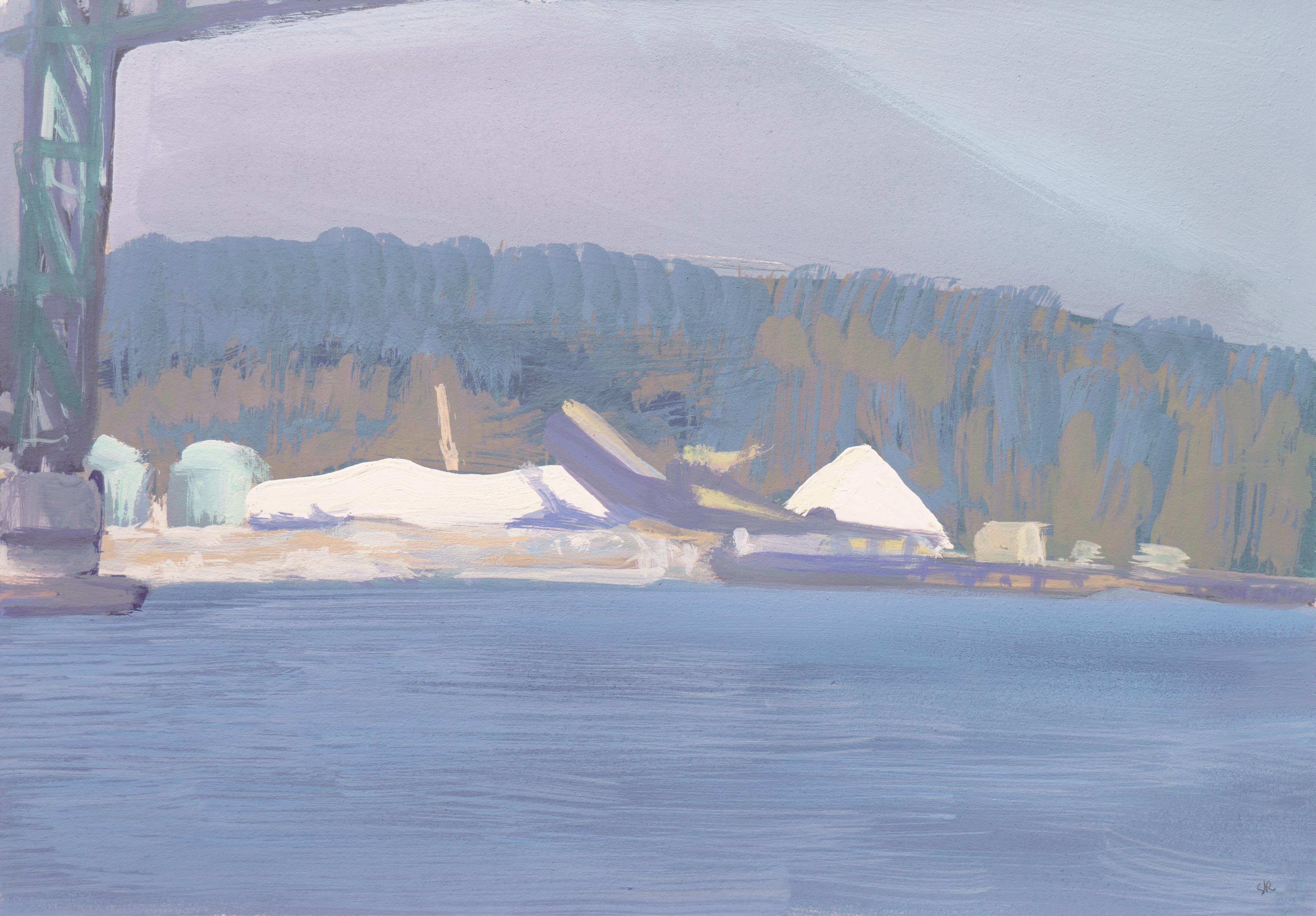Stewart Kelley Landscape Art - 'Industrial Landscape in Blue', California, Marin Society of Artists, Nassau