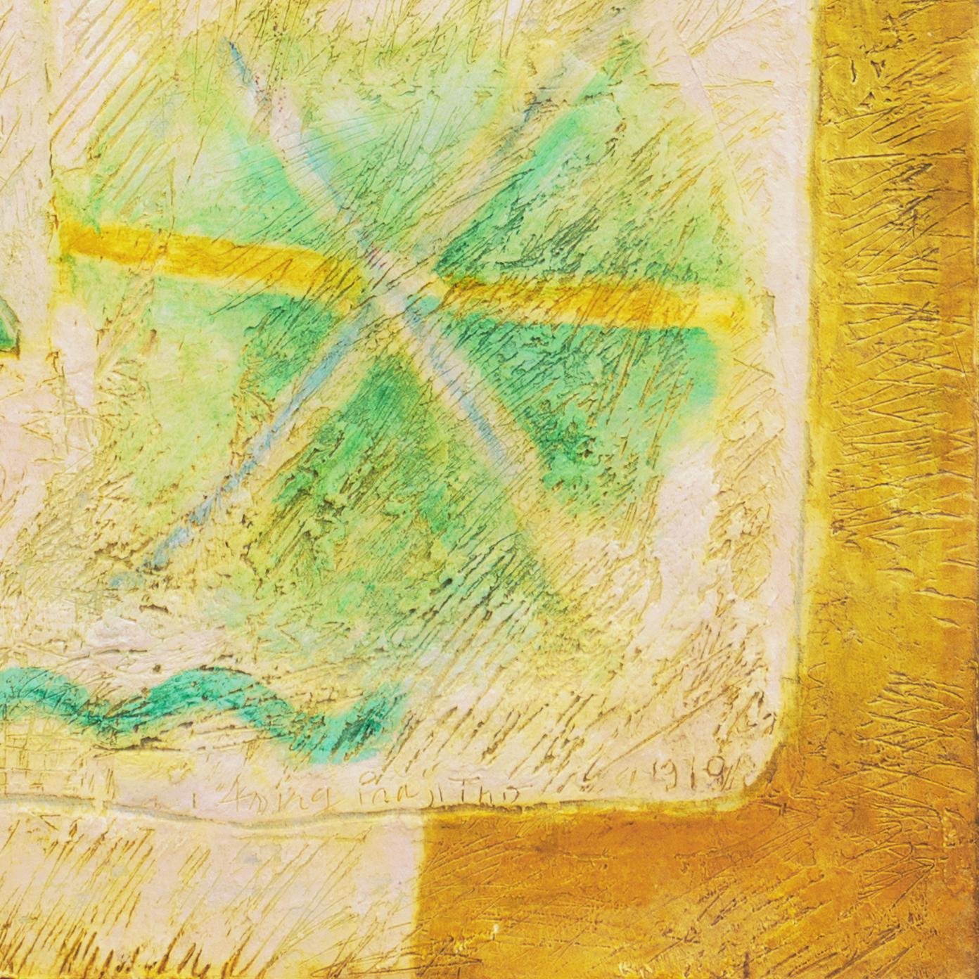 'Organic Abstract in Yellow and Green', Jakarta, Indonesian Art Academy, Ghent - Painting by Aming Prayitno