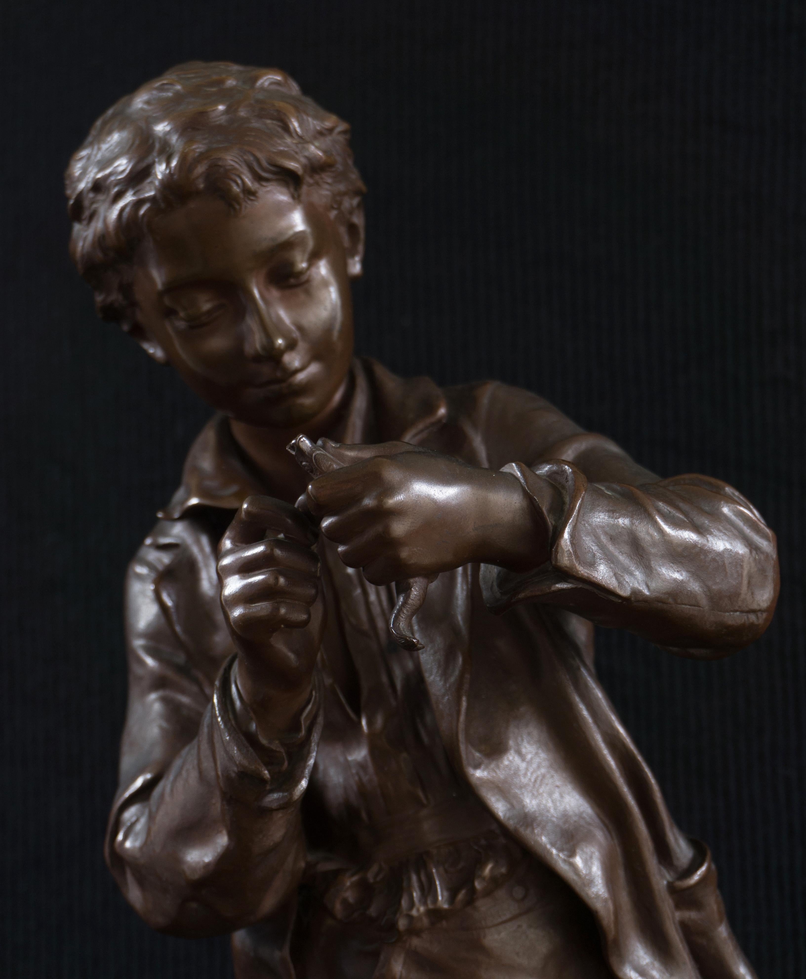 'The Fisher Boy', Large Bronze, Medal of Honor, Paris Universal Exposition, 1900 For Sale 1