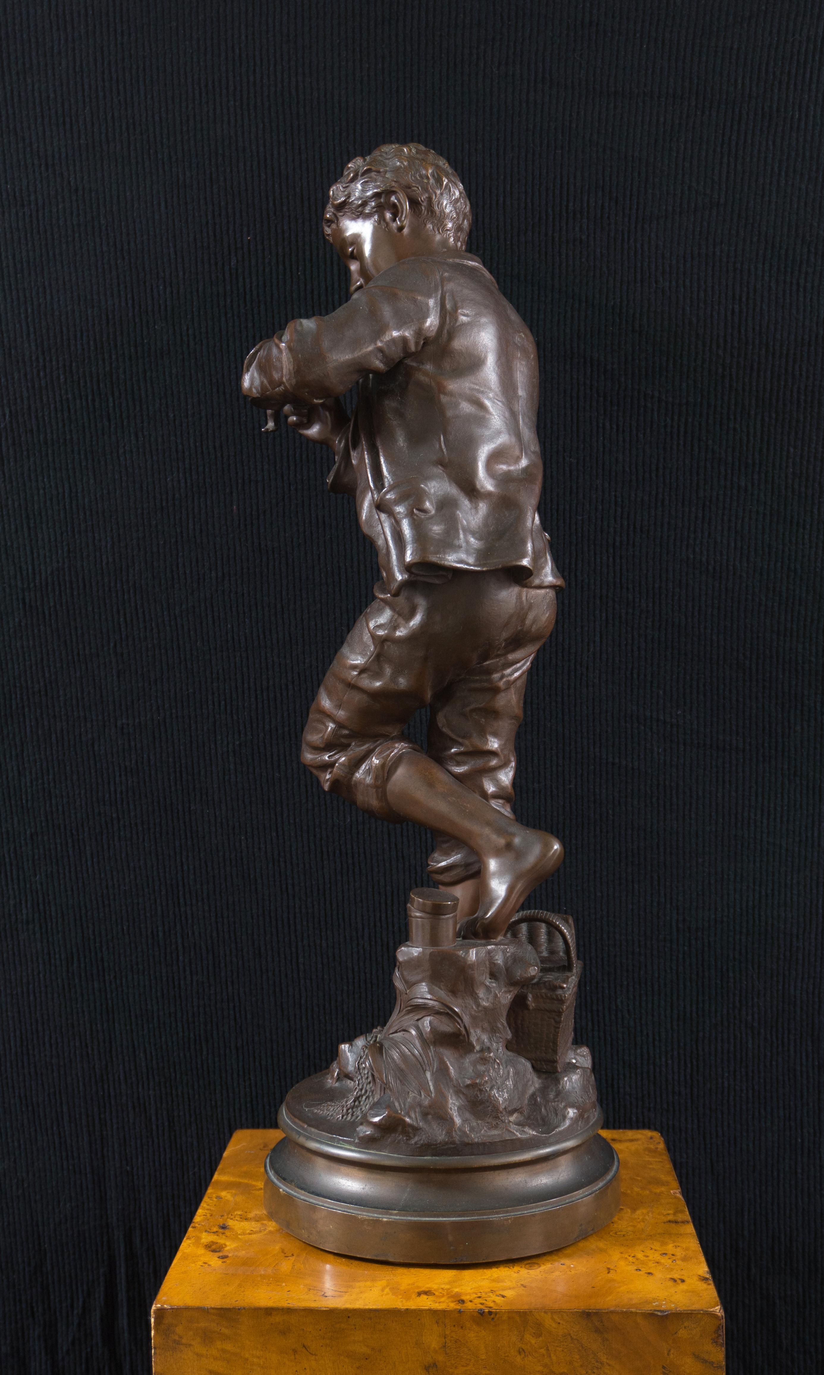 'The Fisher Boy', Large Bronze, Medal of Honor, Paris Universal Exposition, 1900 For Sale 2