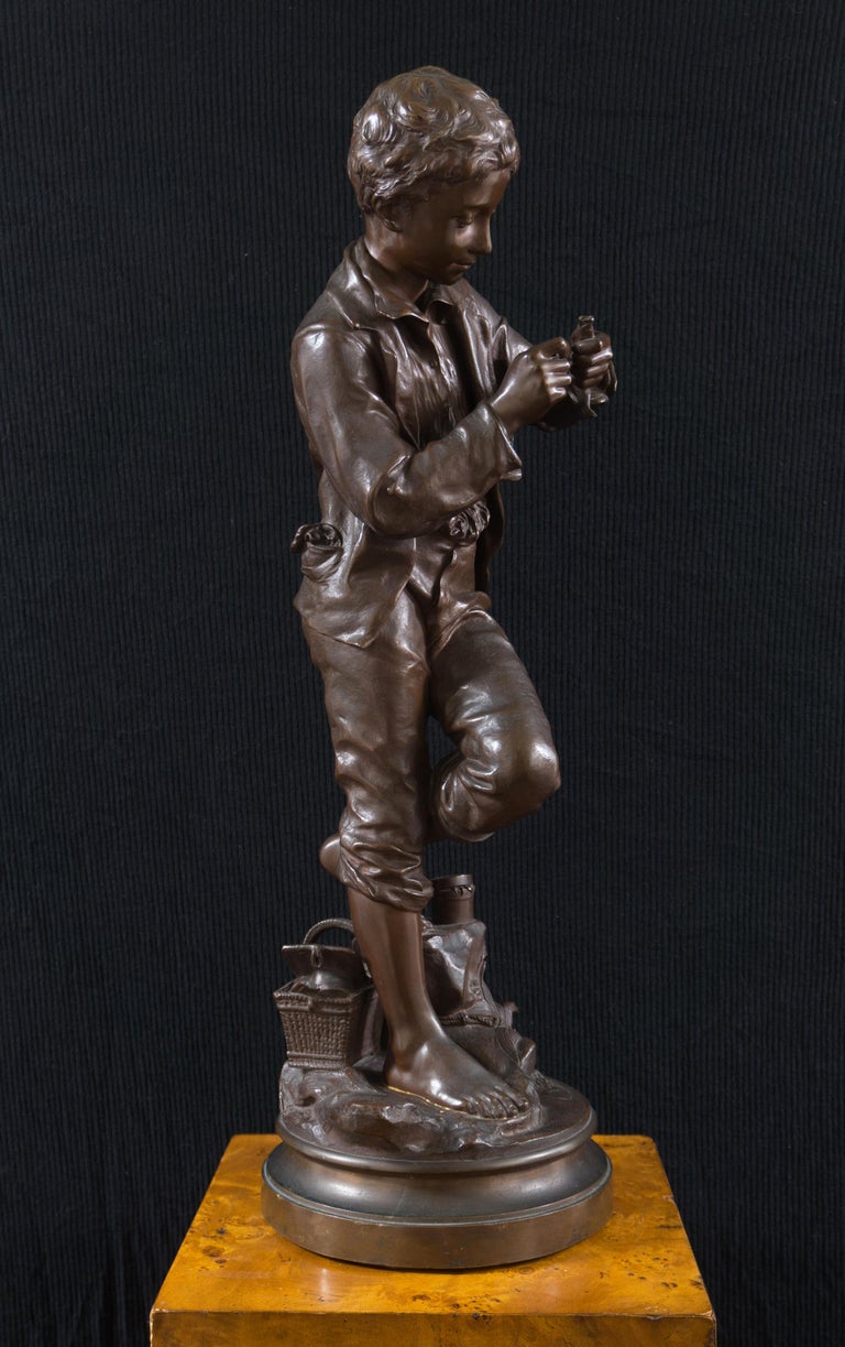 Comte Eugene D'Astanieres ''The Fisher Boy'', Large Bronze, Medal of