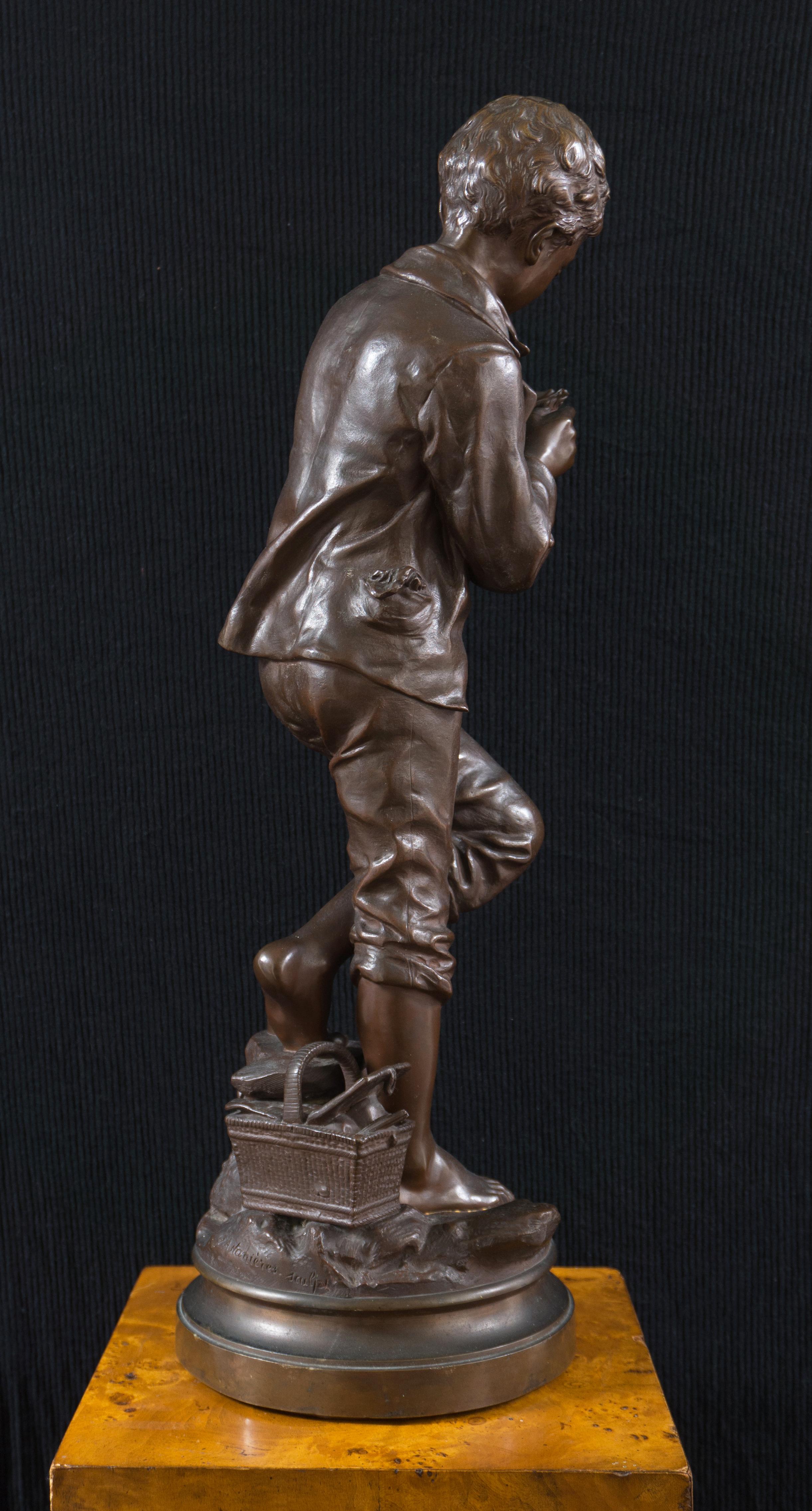 'The Fisher Boy', Large Bronze, Medal of Honor, Paris Universal Exposition, 1900 For Sale 3