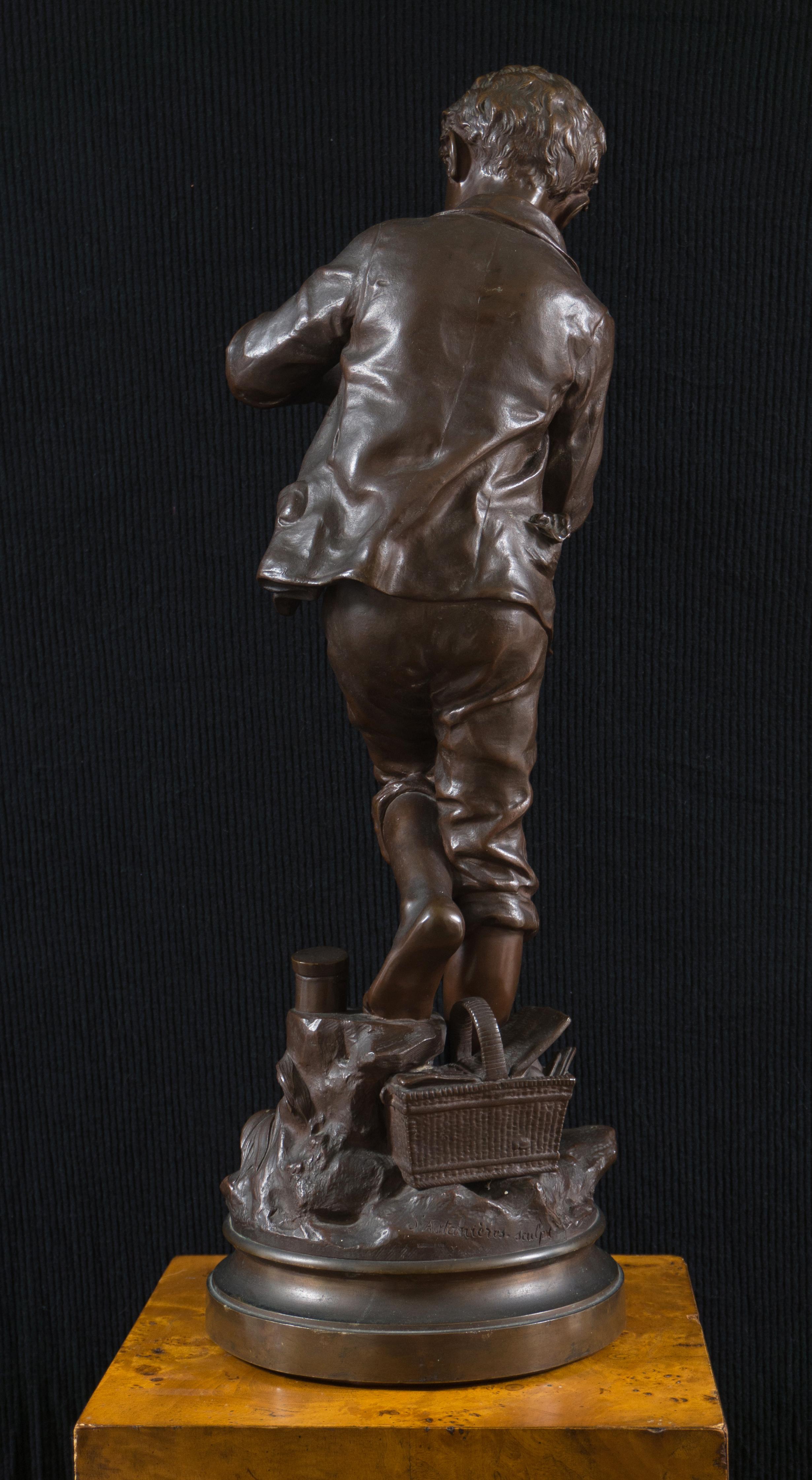 'The Fisher Boy', Large Bronze, Medal of Honor, Paris Universal Exposition, 1900 For Sale 4