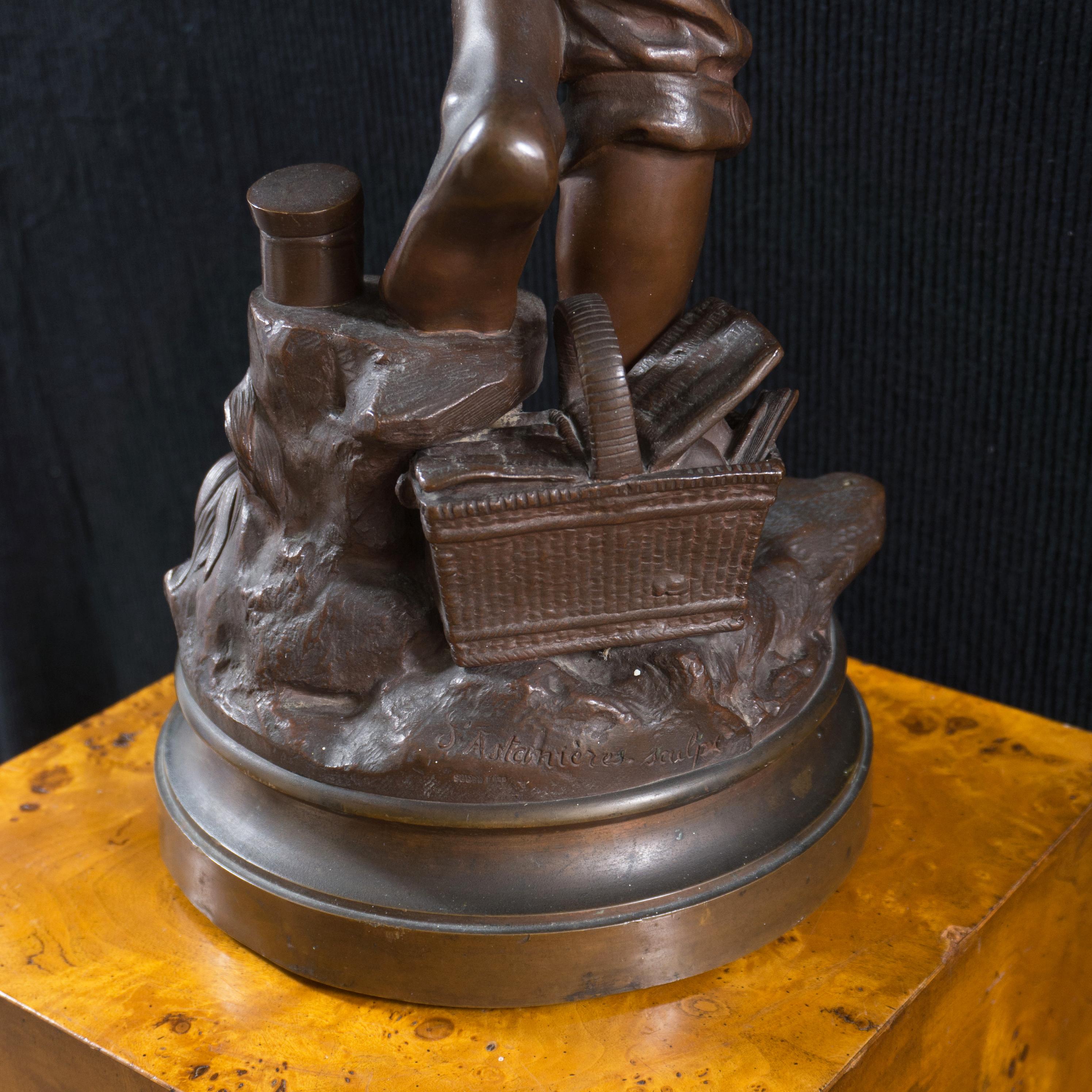 'The Fisher Boy', Large Bronze, Medal of Honor, Paris Universal Exposition, 1900 For Sale 5