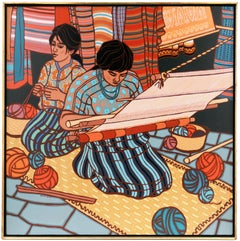 'Weavers of San Juan', Large Modernist Figural by California Woman Artist