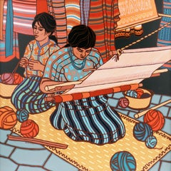 'Weavers of San Juan', Large Modernist Figural by California Woman Artist