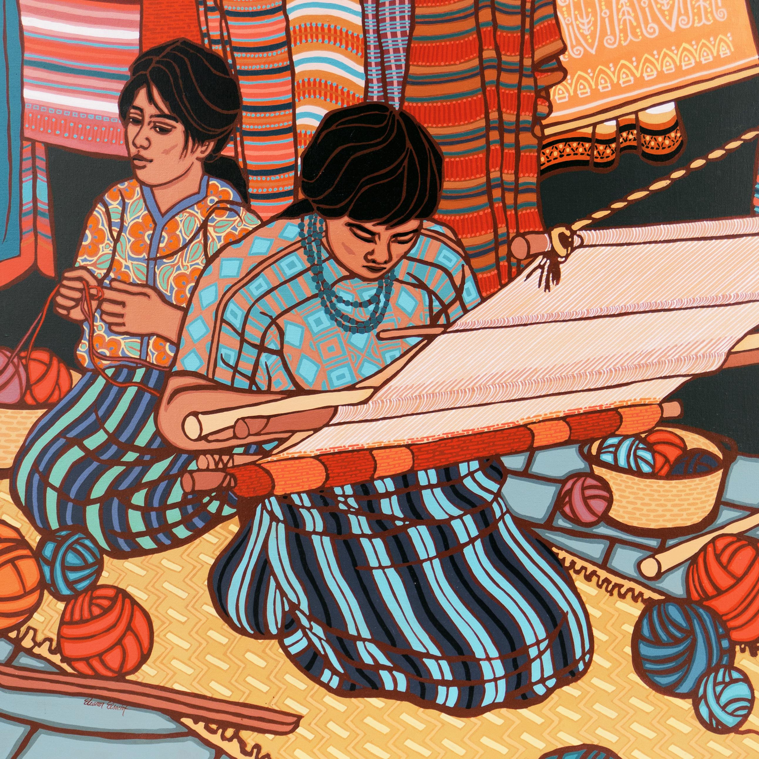 'Weavers of San Juan', Large Modernist Figural by California Woman Artist 1