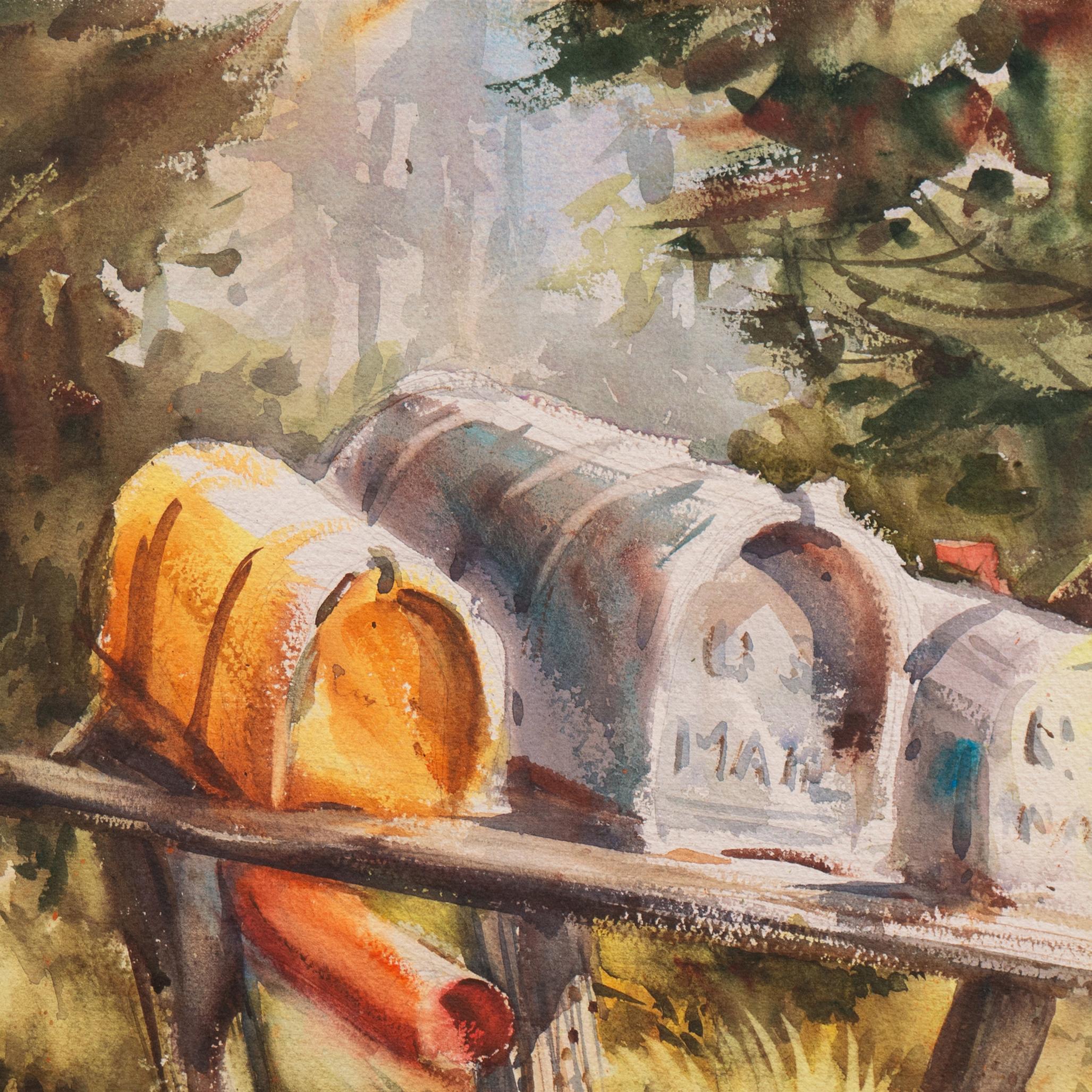 „Rural Mailboxes“, kalifornische Künstlerin, Society of Western Artists im Angebot 1