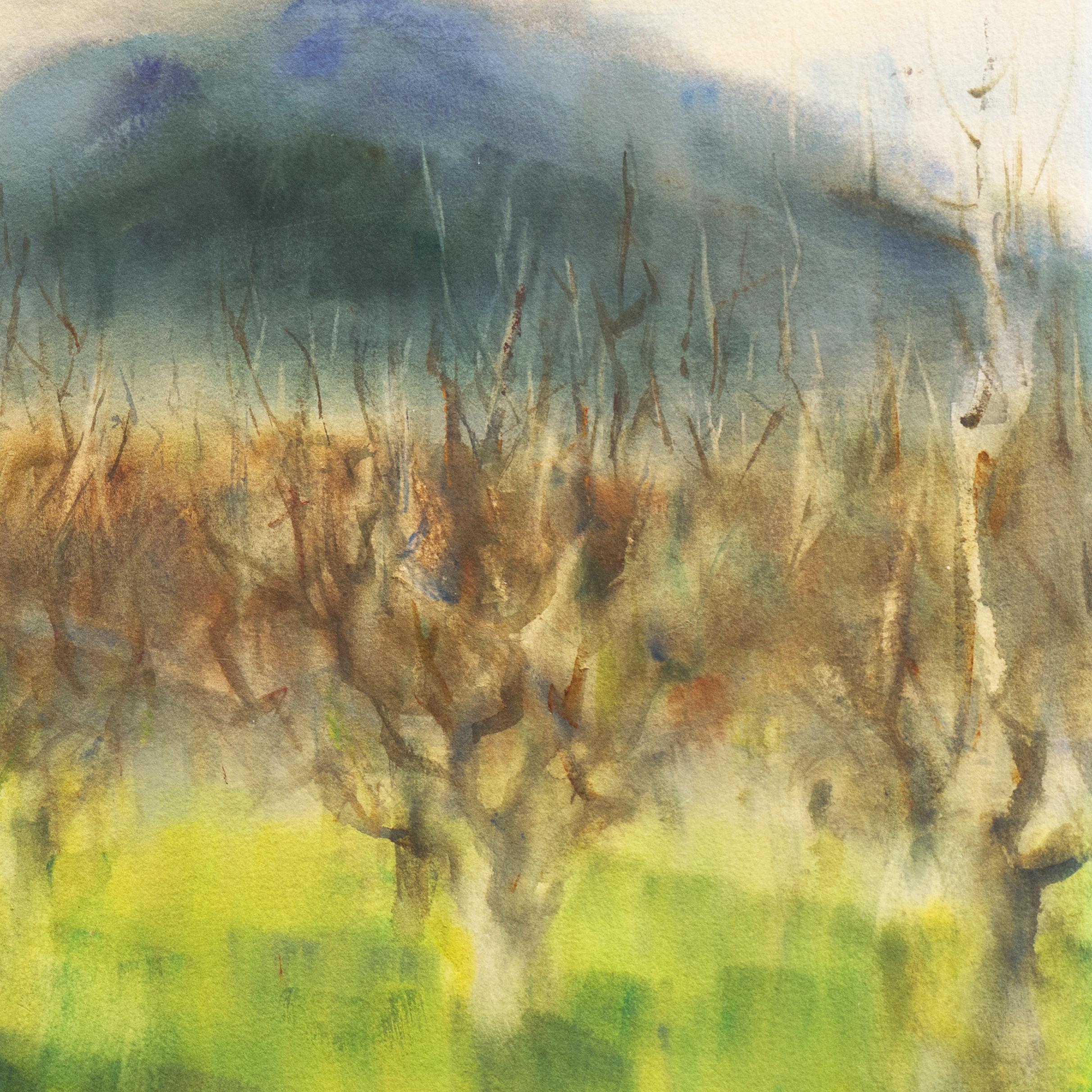 „Grove of Trees in a Misty Landscape“, Frau Künstlerin, American Watercolor Society im Angebot 1