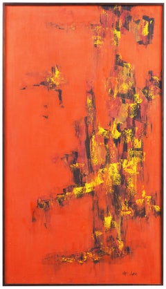'Symphony in Saffron and Coral', Large 1970's American Action Abstract