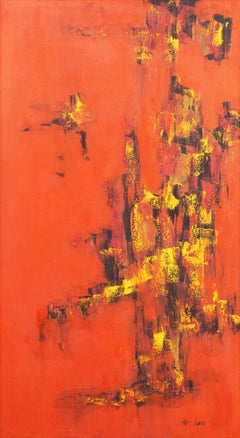 'Symphony in Saffron and Coral', Large 1970's American Action Abstract
