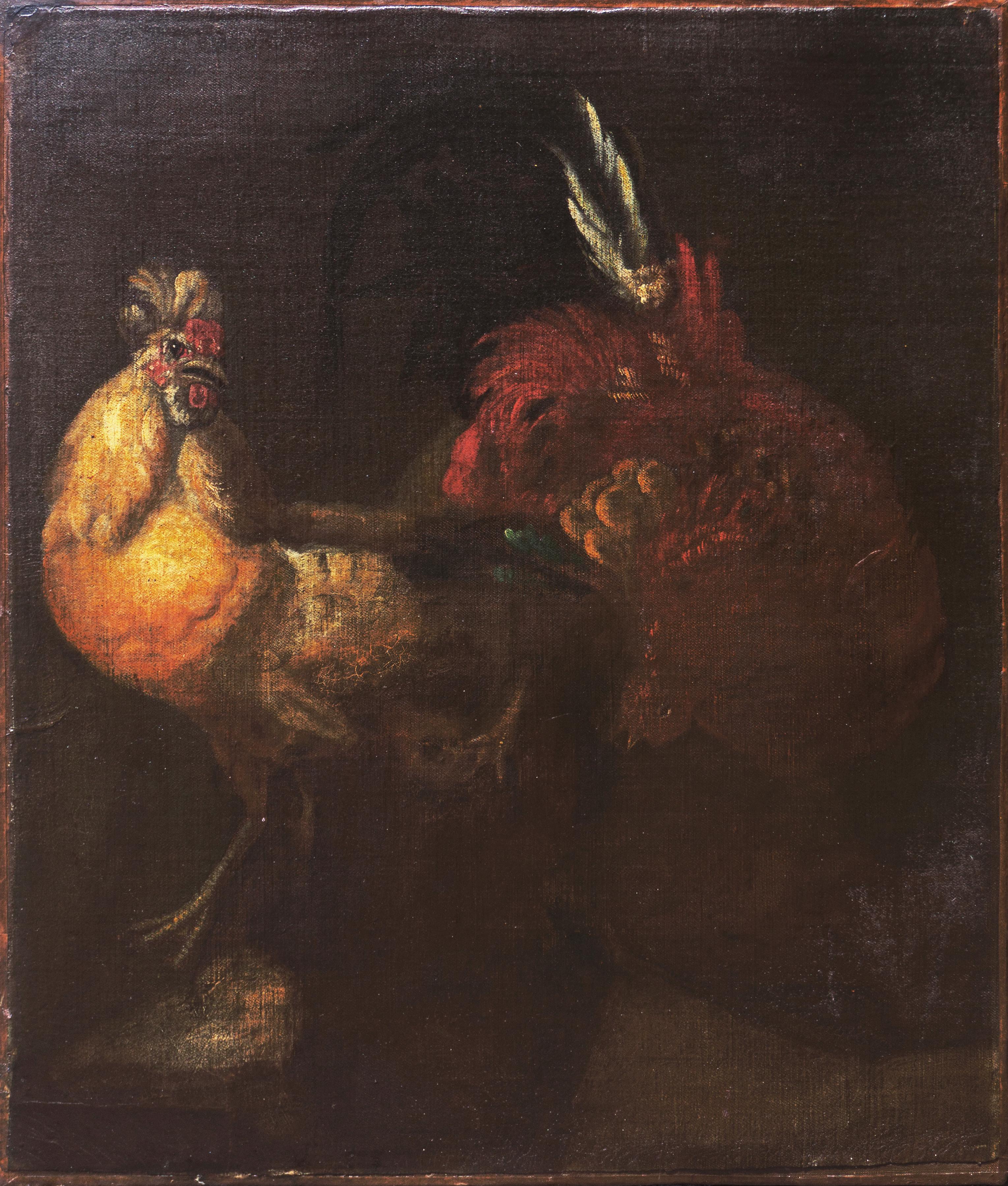Unknown Animal Painting - 'Cock Fight', 17th Century French School