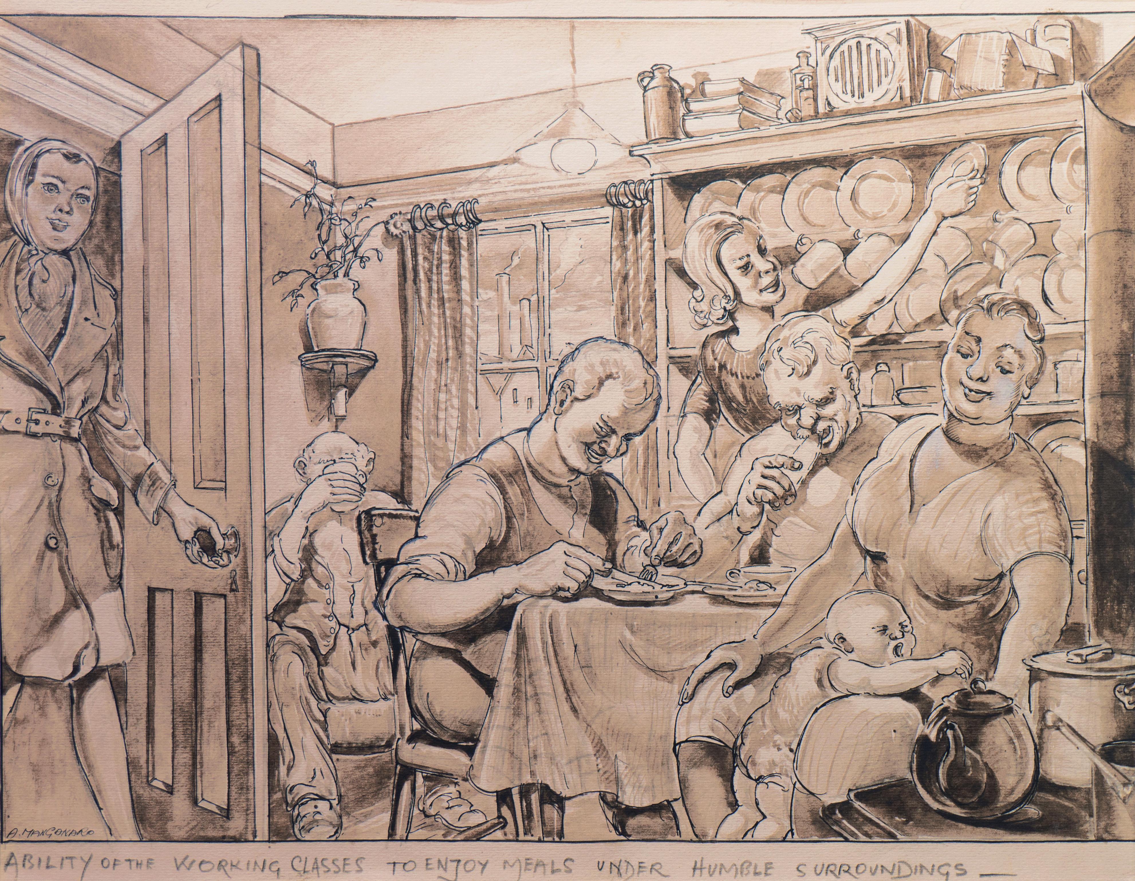 'The Working Class Enjoying a Meal', Satire of Capitalism, Proletarian - Art by Antonio Manganaro
