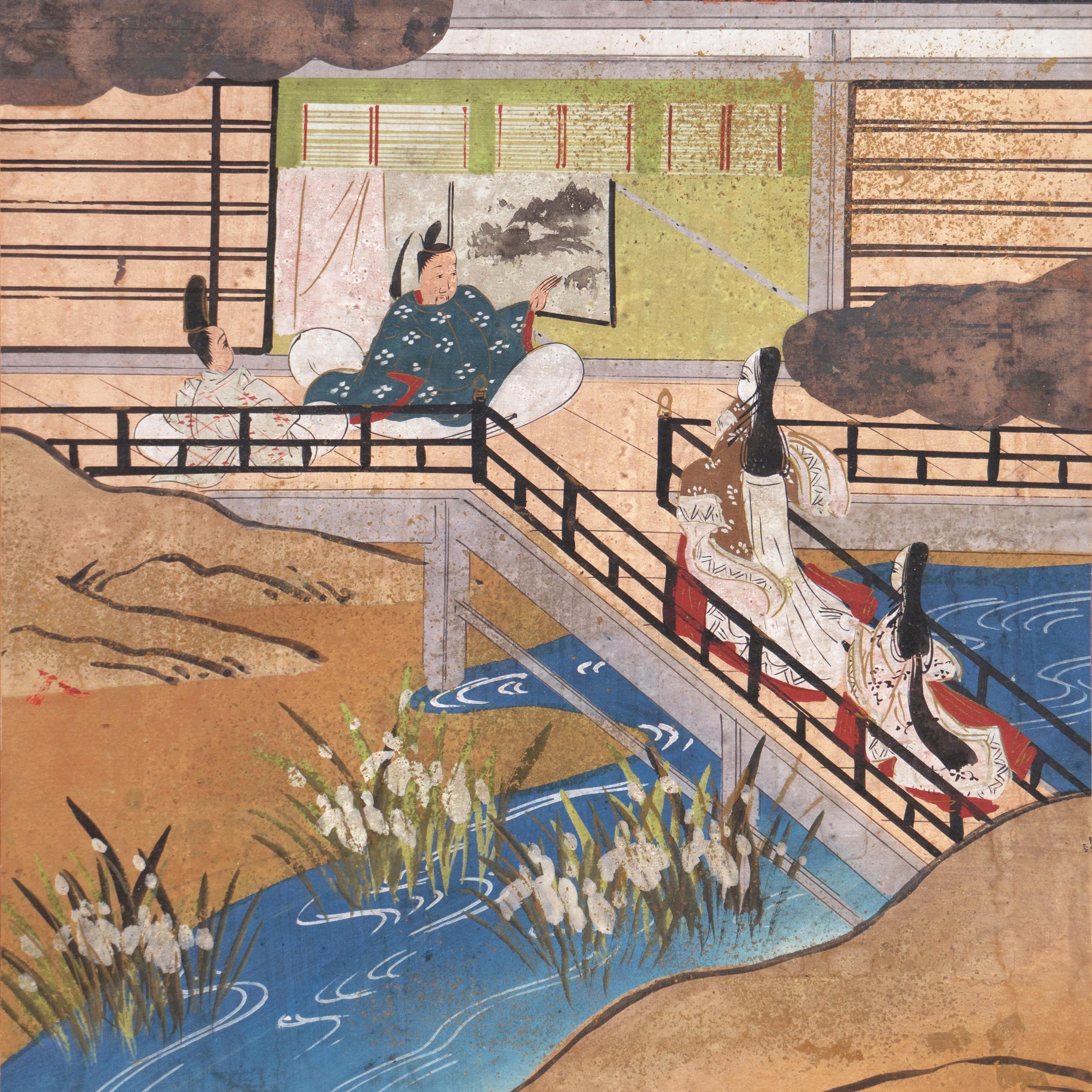 'Garden Landscape with River', 19th Century Kano School  - Painting by Unknown