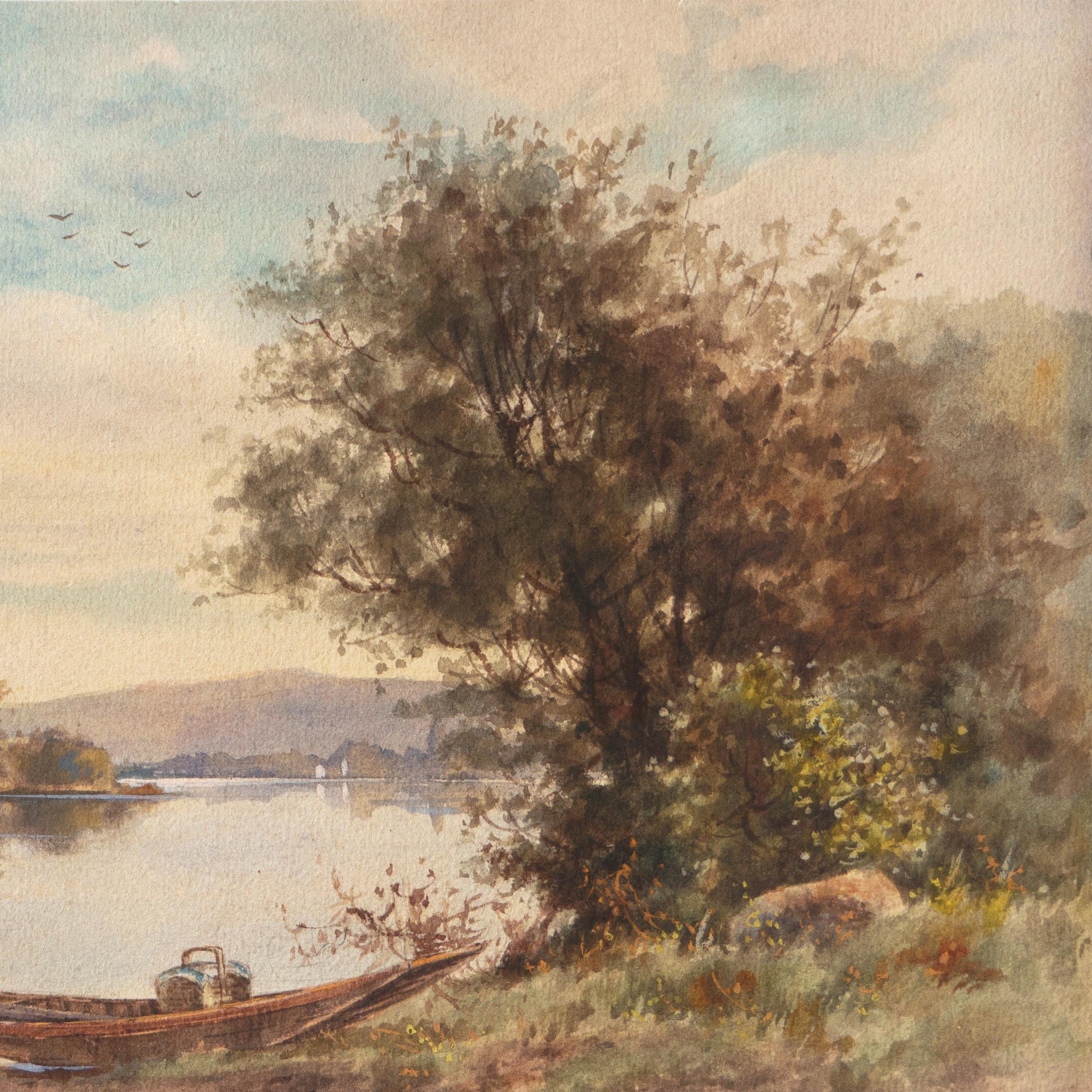 'A Picnic by the River', Early California Watercolorist - Academic Art by Albert Matthews