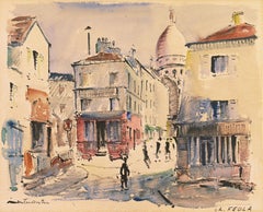 'Modernist View of Place du Tertre, Montmartre', Mid-century Paris 