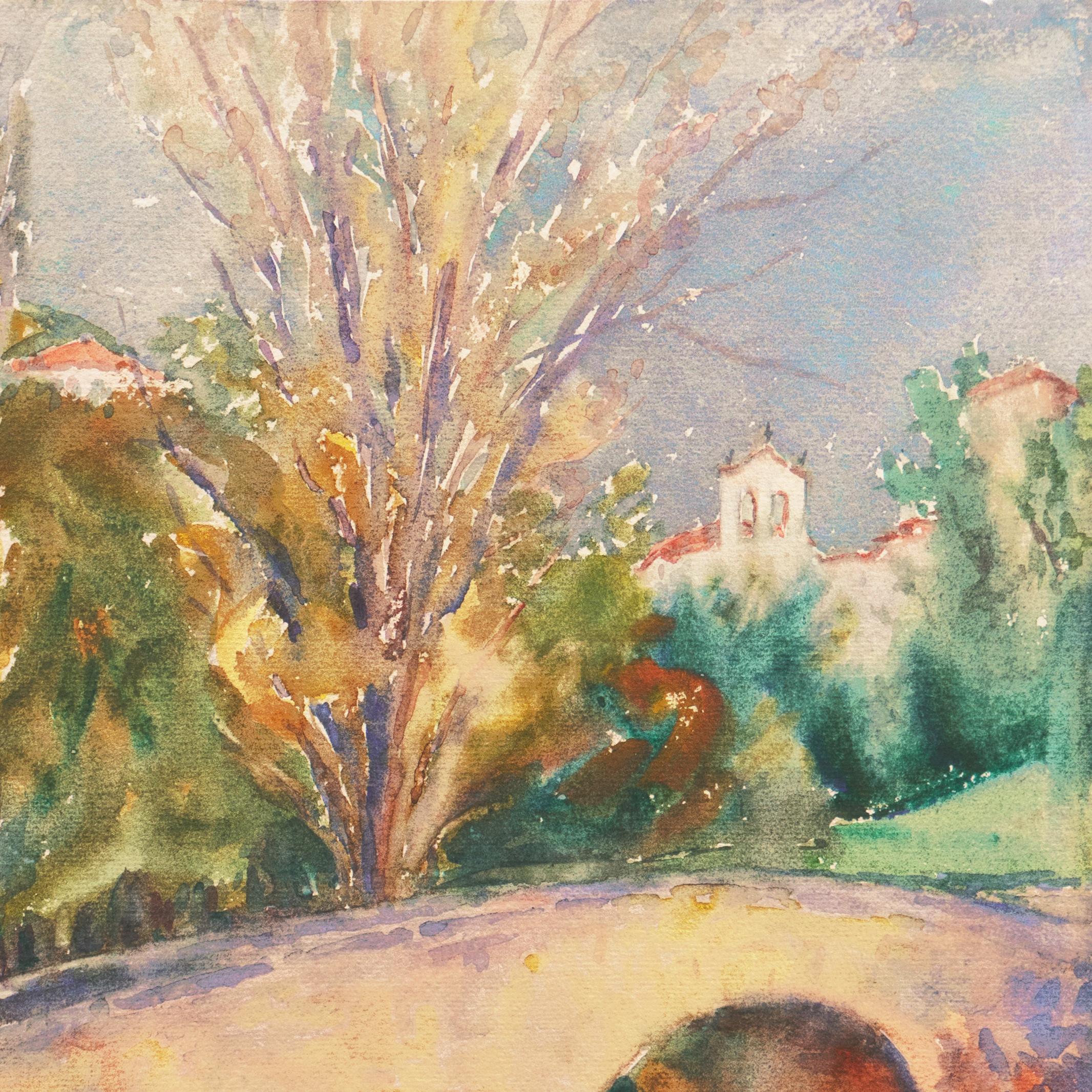 „Spanish Bridge, Segovia“, Künstlerin als Frau, Pariser Salon, Cooper Union, ASL, PAFA (Braun), Landscape Art, von Elizabeth Gowdy Baker