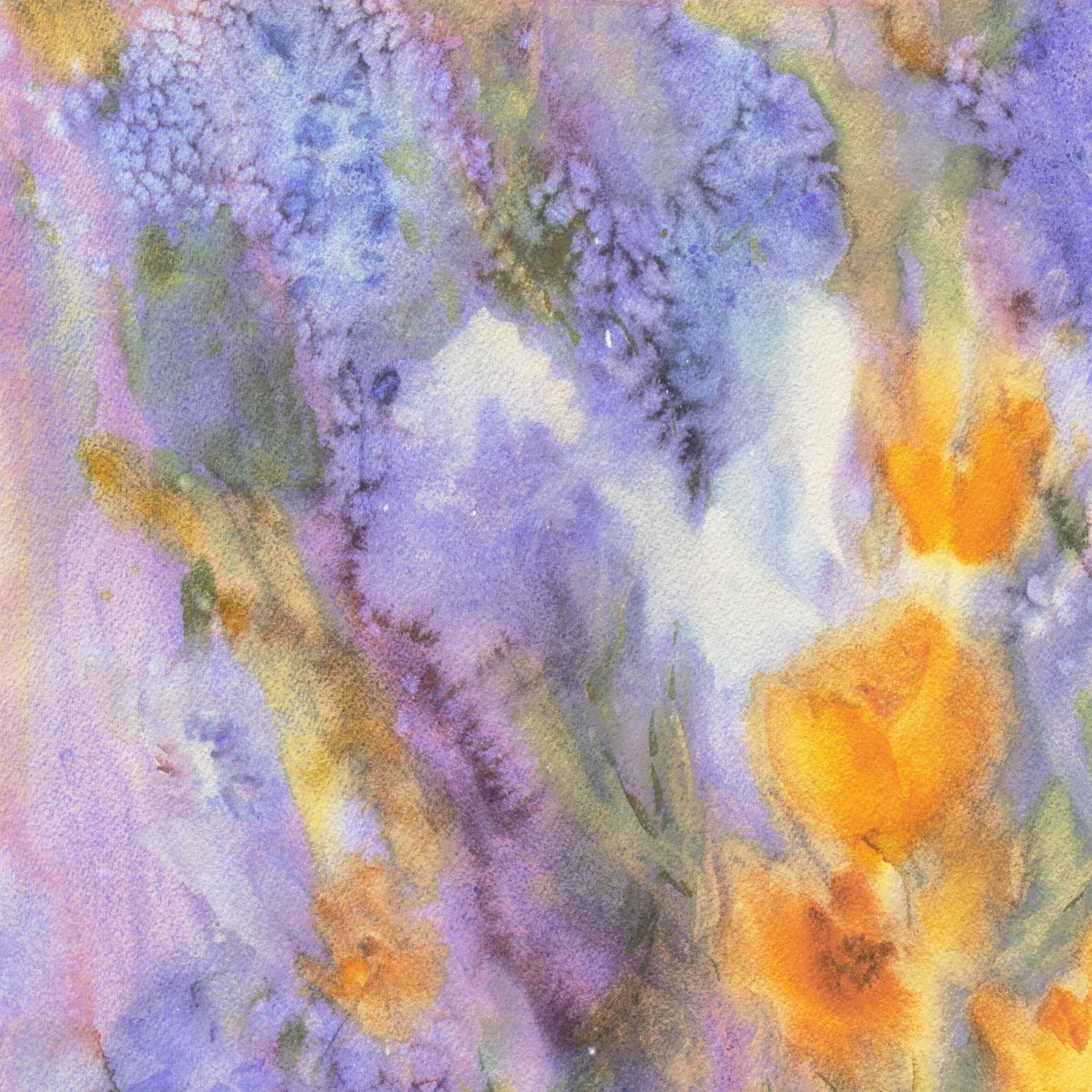 'Lilac and Tulips', American School Floral Abstraction For Sale 1