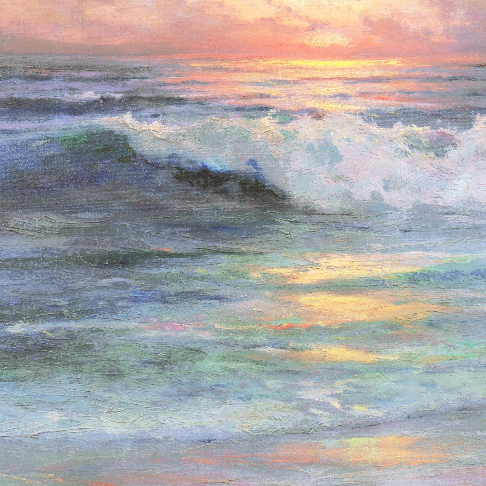'Pacific Surf at Sunset', Los Angeles, Oakland Museum, SFAA, California, Benezit - American Impressionist Painting by Angel Espoy