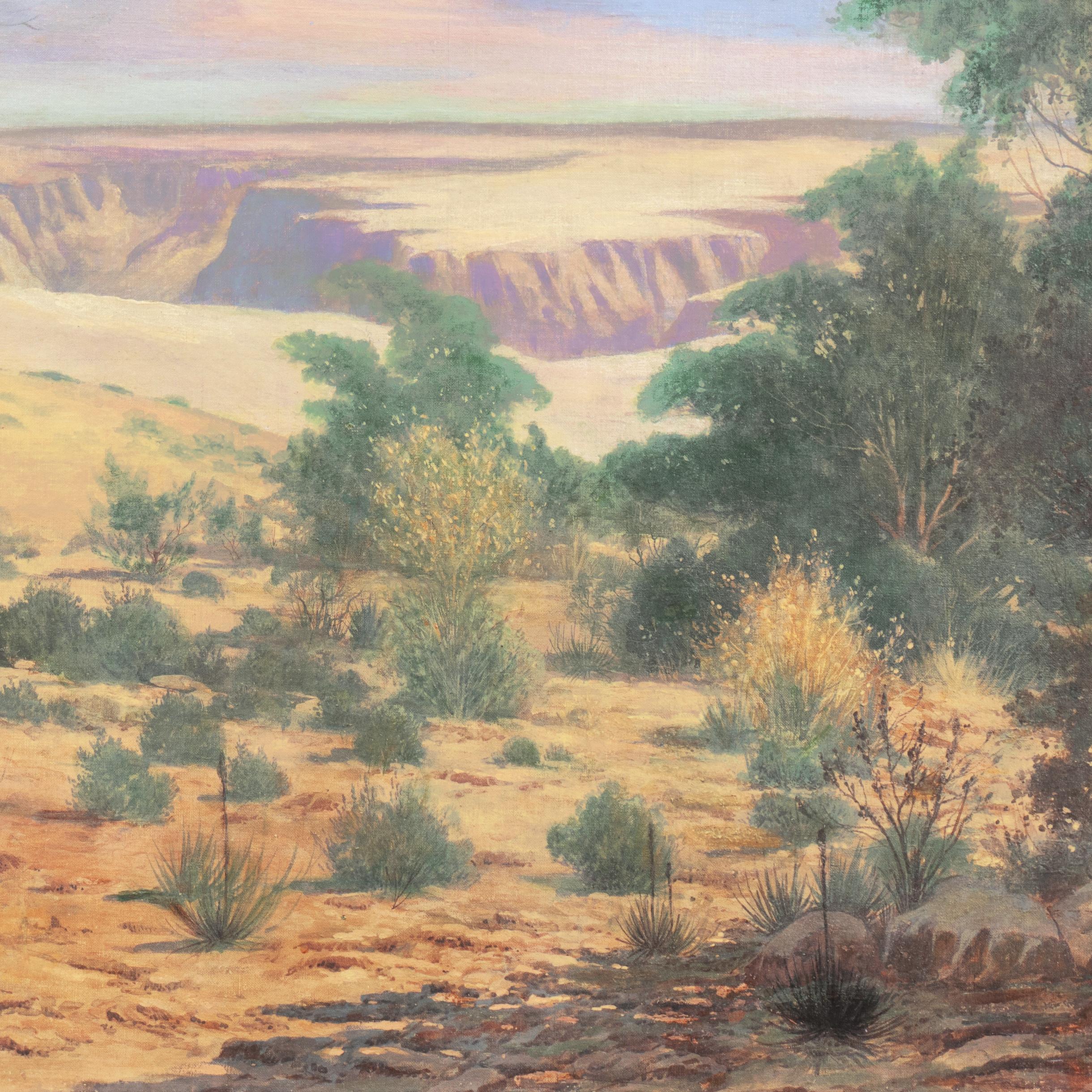 'Grand Canyon, Evening', Large Western landscape oil, United Scenic Artists - Brown Landscape Painting by W.H.McConnell
