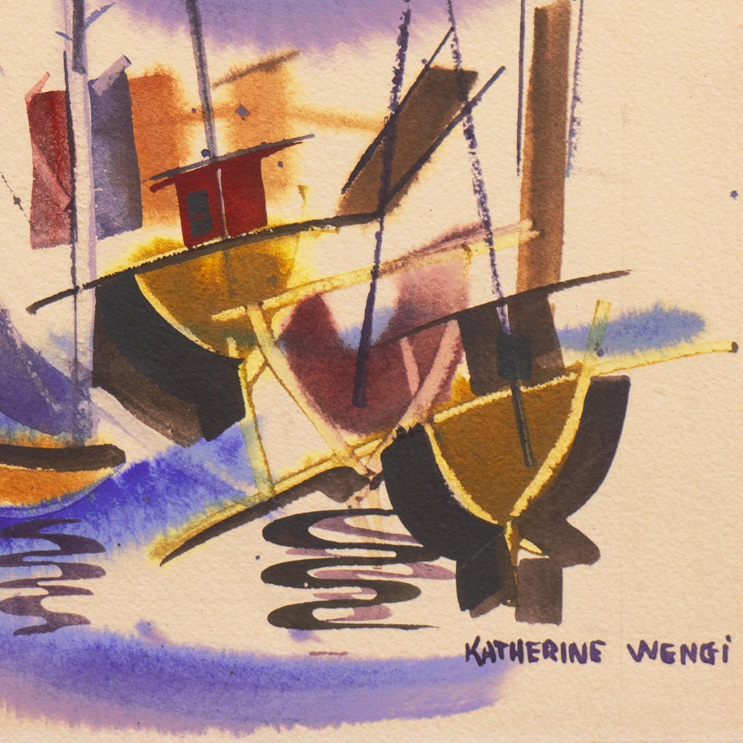 'Fishermen at Monterey Wharf' - Art by Katherine Wengi