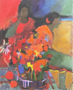'Women with Flowers', Early Los Altos California Modernist, Floral Still Life