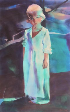 Vintage 'Abigail, by the Light of the Pool', San Diego Artist, Psychological Portraiture