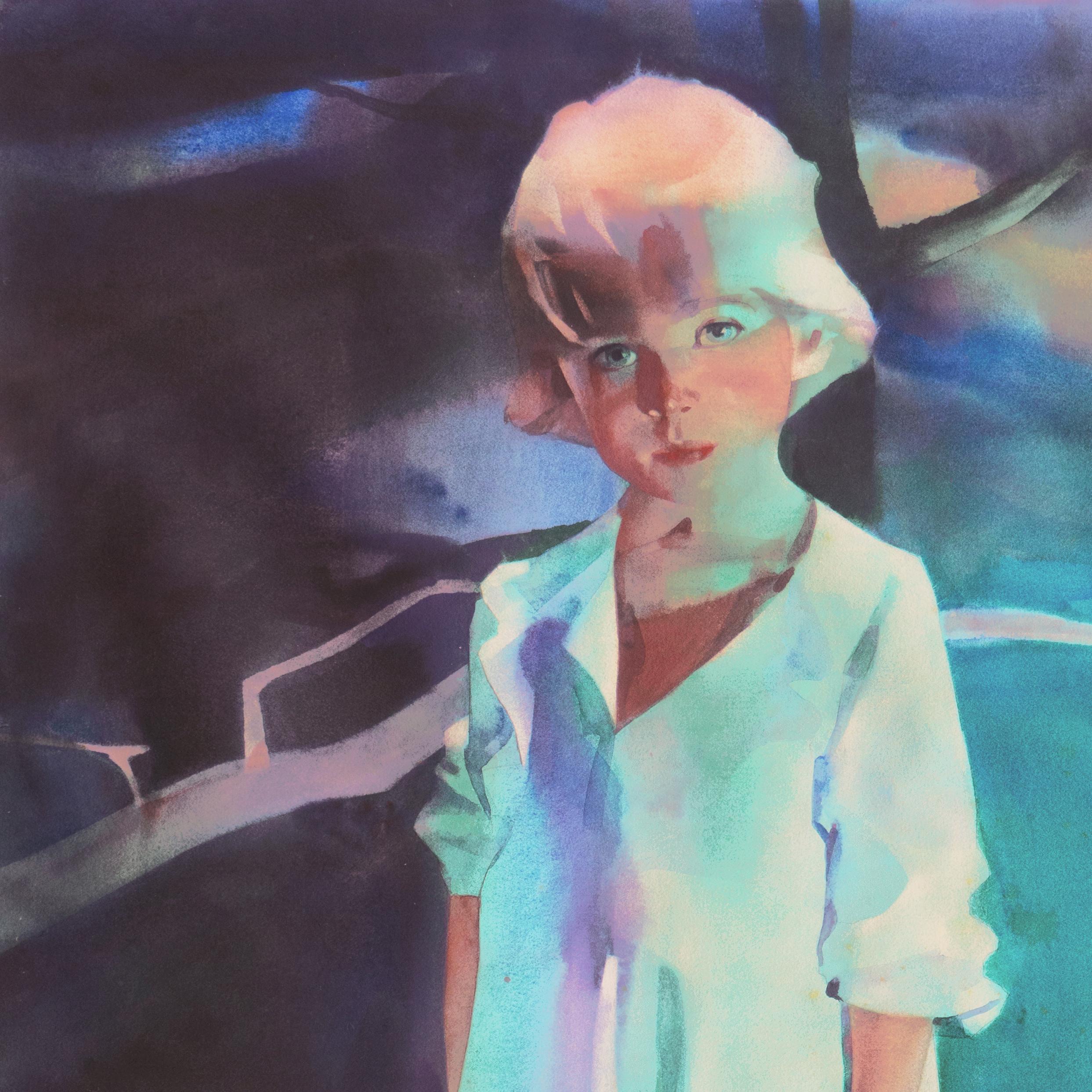 'Abigail, by the Light of the Pool', San Diego Artist, Psychological Portraiture For Sale 1