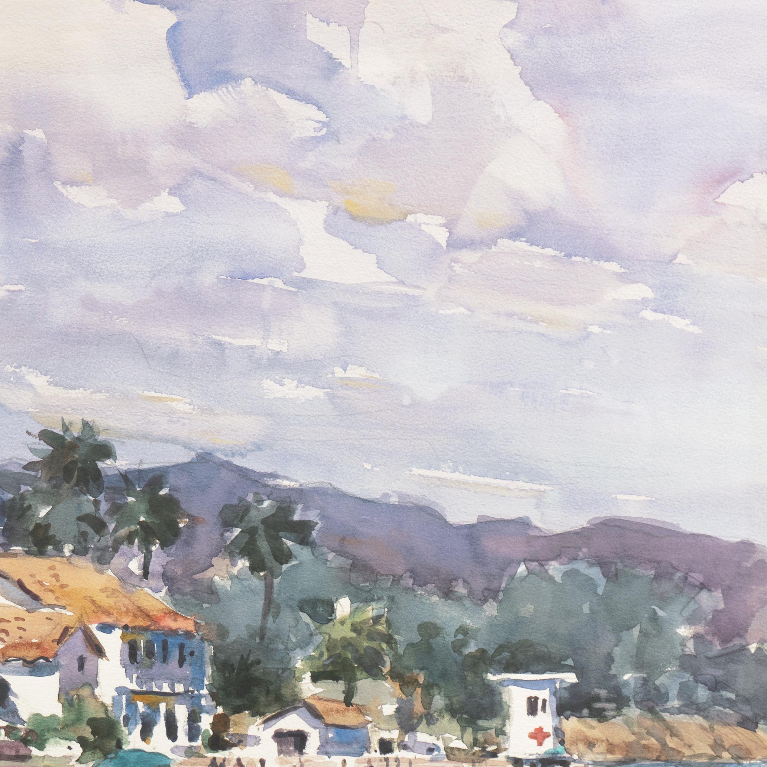 'Summer Clouds, East Beach, Santa Barbara', California, Instituto Allende - Gray Landscape Art by Tom Henderson