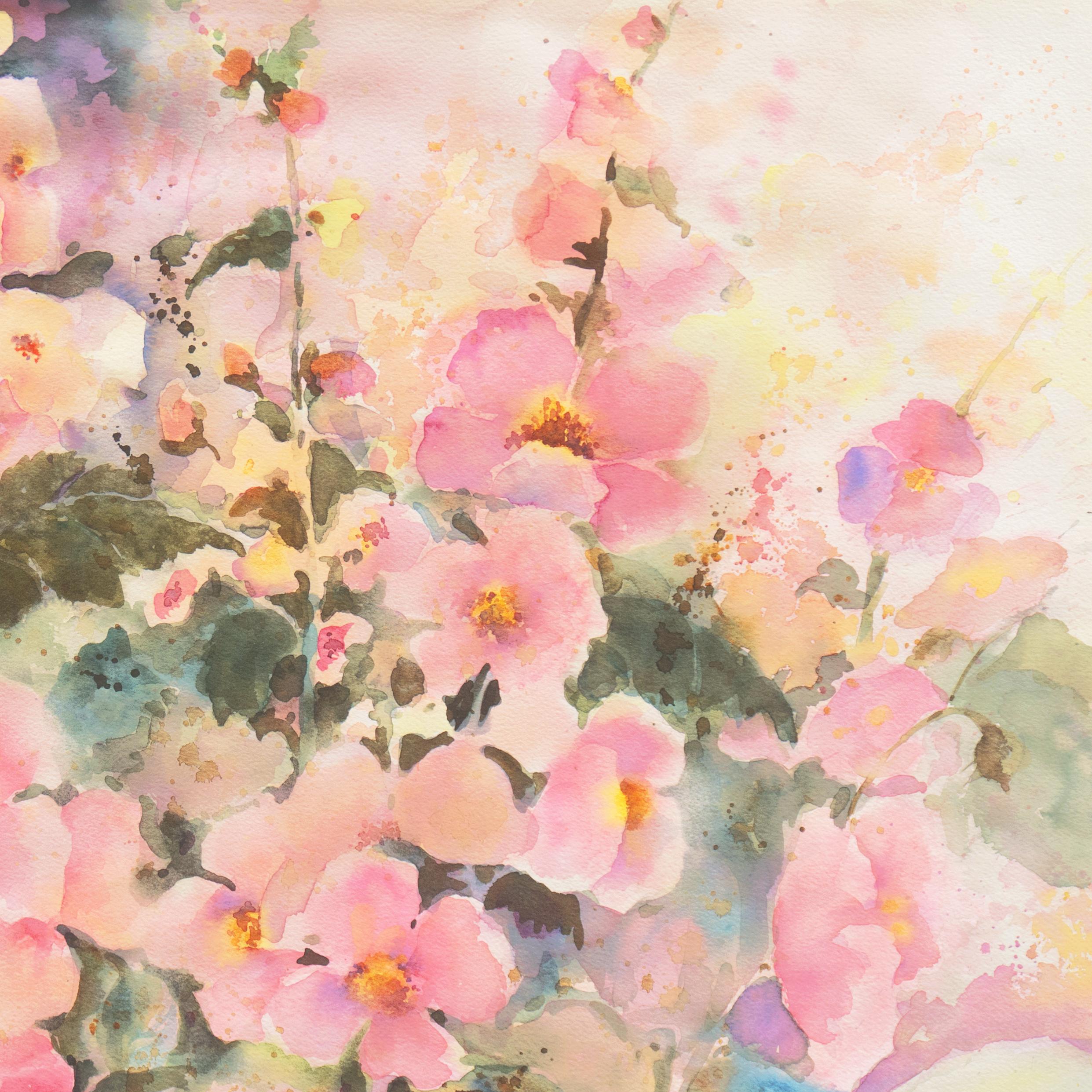'Pink Daisies', California Watercolor Society, SWA, Künstlerin, Zoltan Szabo im Angebot 1