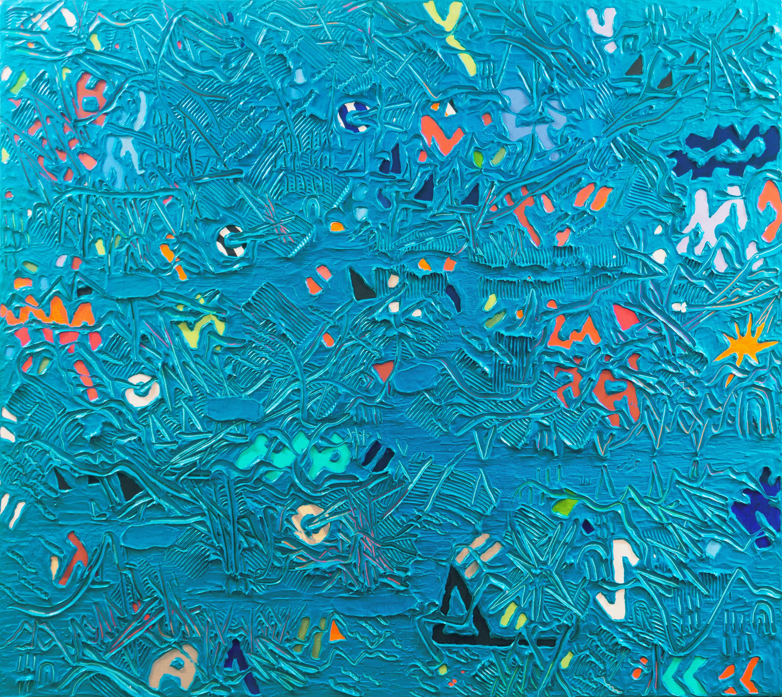 'Abstract, Ocean Blue', California Woman Artist, LACMA, MOMA, MOCA, AIC - Painting by Margit Omar