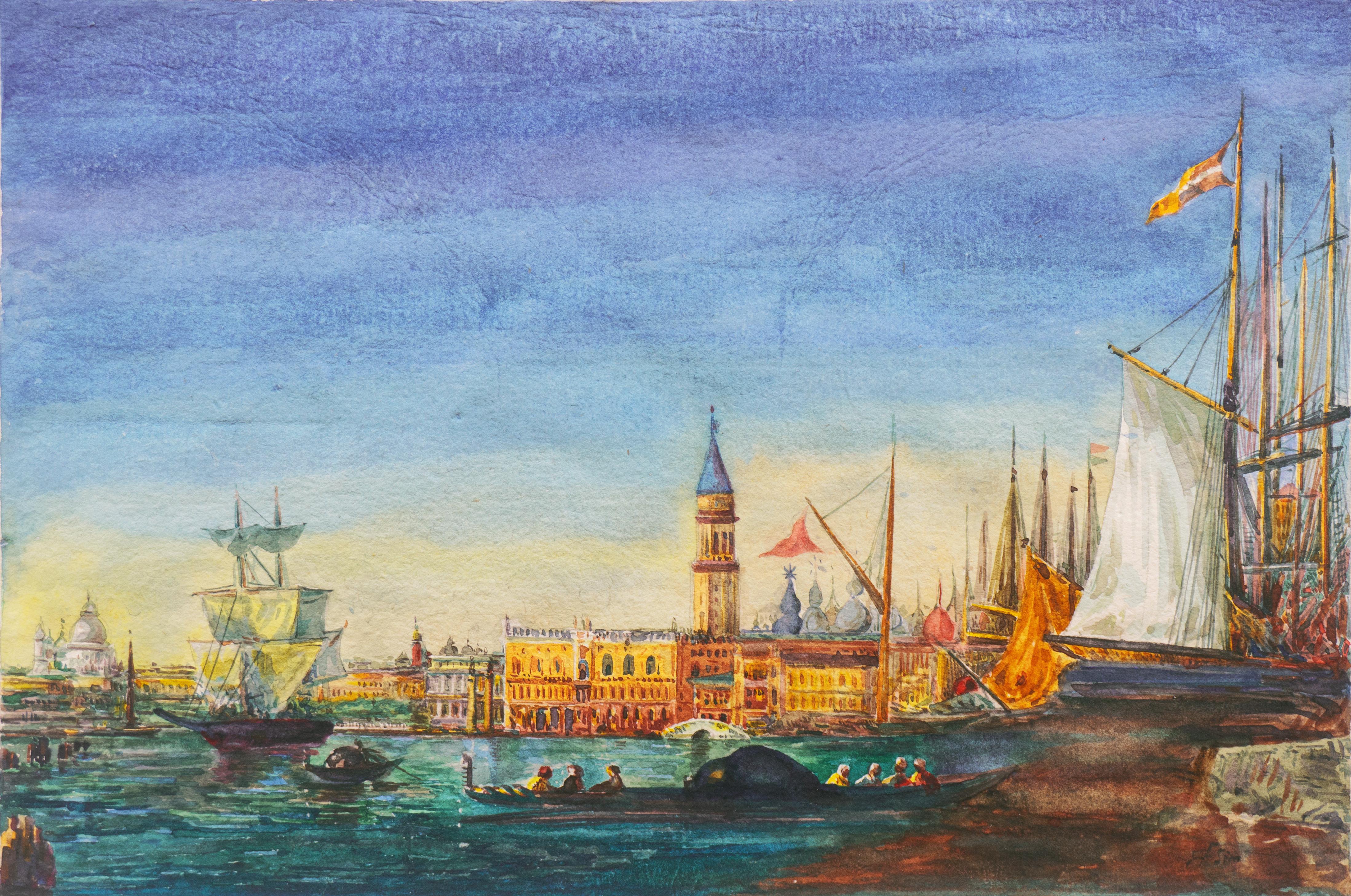 'Venice, Bacino di San Marco', Venetian Vedute, St. Mark's Place, Santa Maria  - Art by Felix Ziem