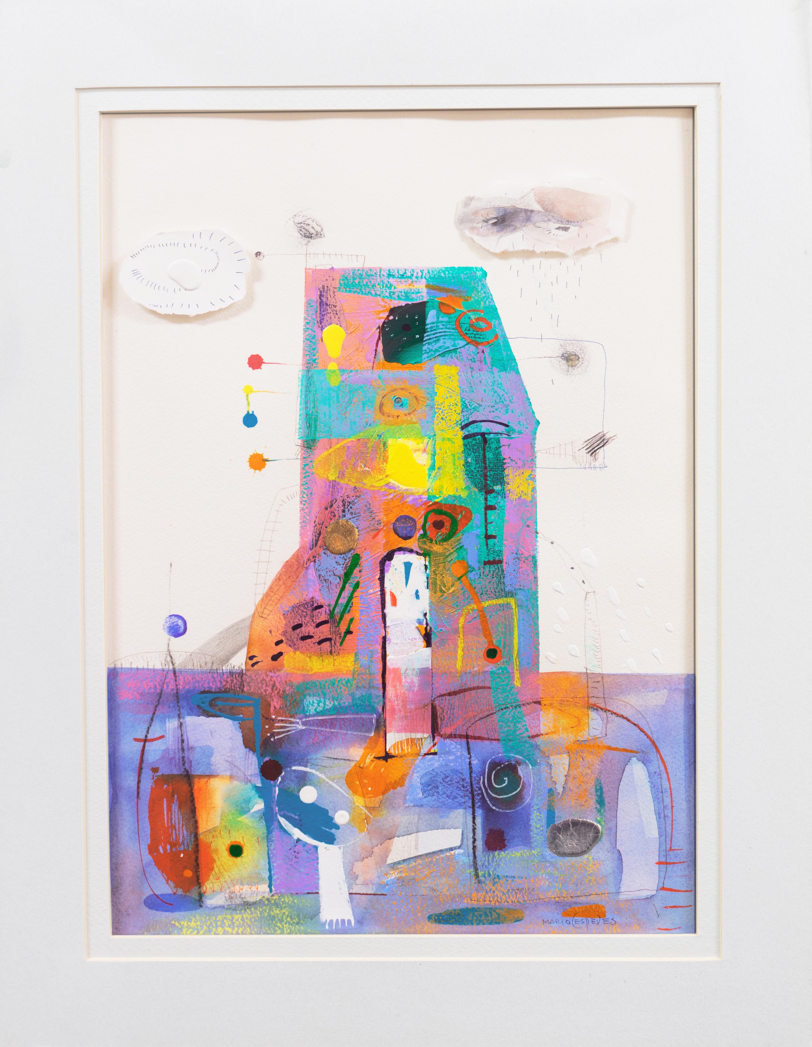 « Paysage de rêve », Birmanie, Brésil, Californie, Biennale de Sao Paulo, UNESCO - Abstrait Mixed Media Art par Mario Cespedes