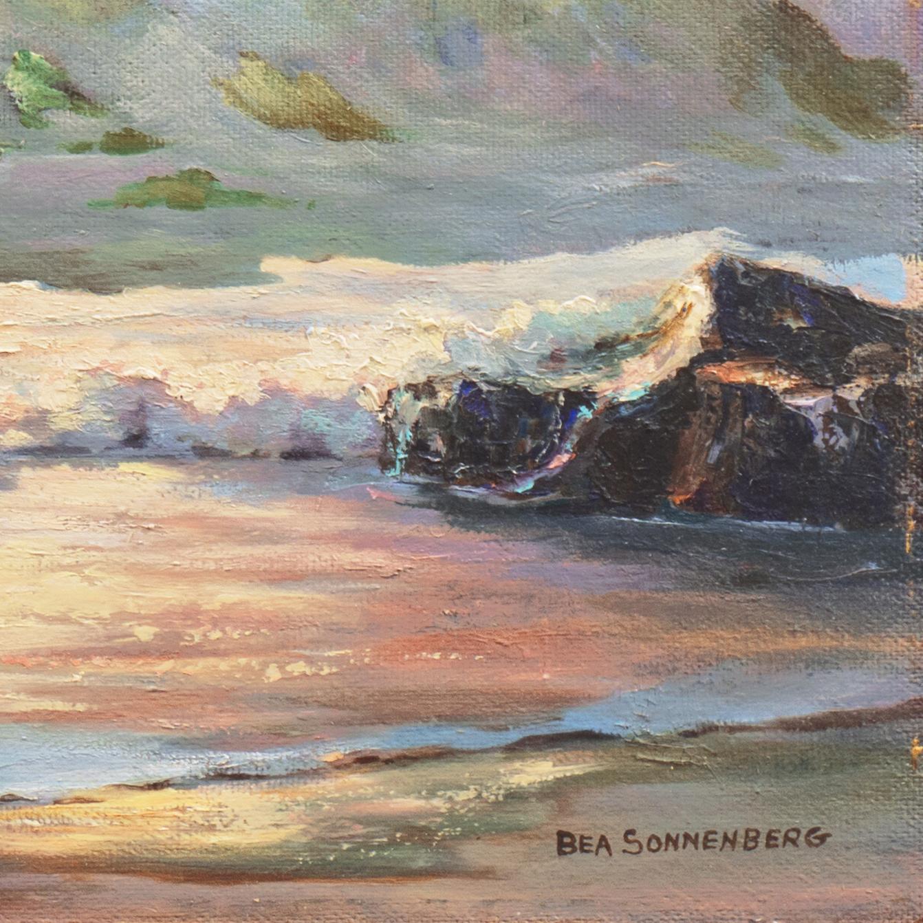 'Evening Waves', Pacific Coastal Seascape - Painting by Bea Sonnenberg