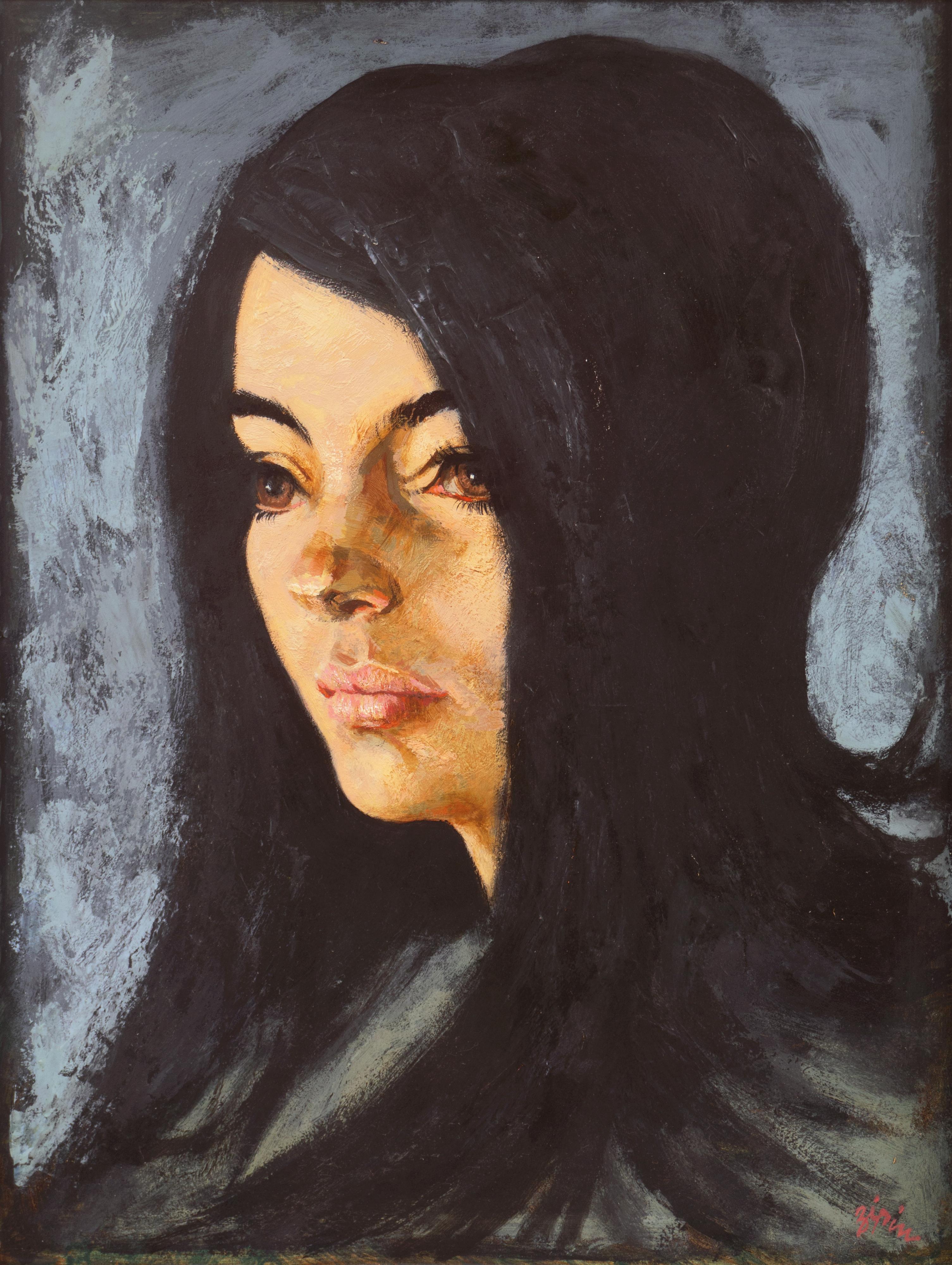 'Portrait of a Young Woman', Philadelphia Modernist, PAFA, Baum School of Art - Painting by Martin Zipin